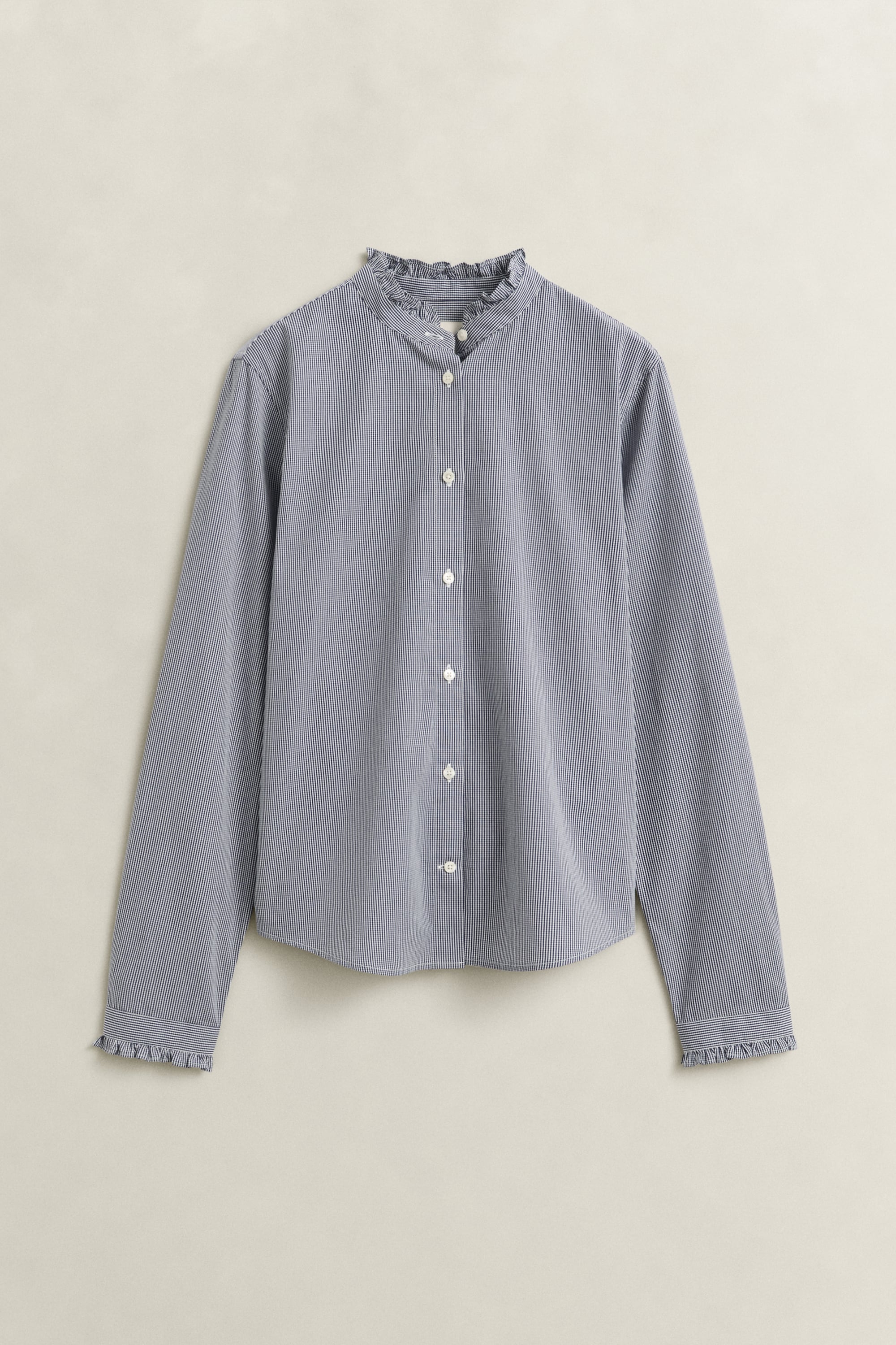 Image of Gant Langarmbluse "REGULAR CLASSIC POPLIN FRILL" Kragen und Ärmelenden mit Rüschen, fein gestreift