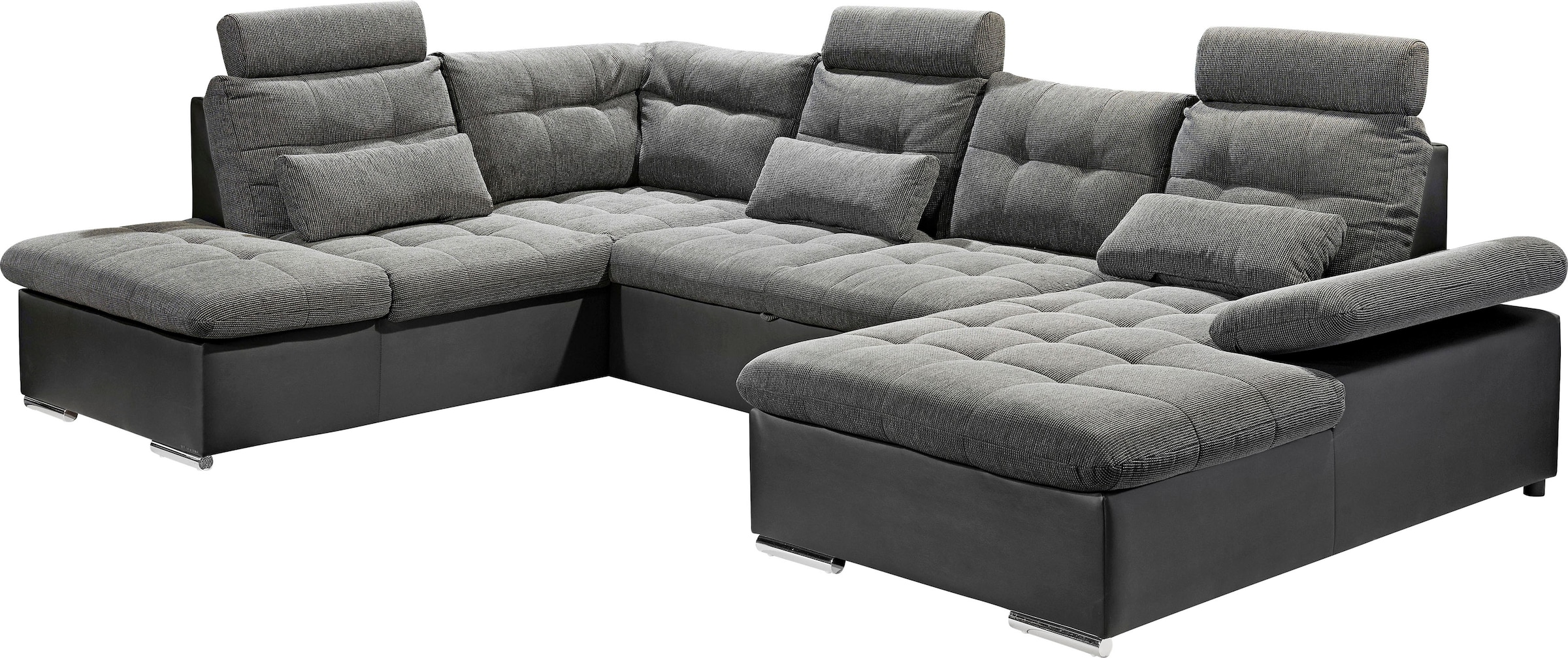 ED EXCITING DESIGN Wohnlandschaft Jakarta, mit Bettfunktion, Bettkasten, Kopfstützen, Nierenkissen