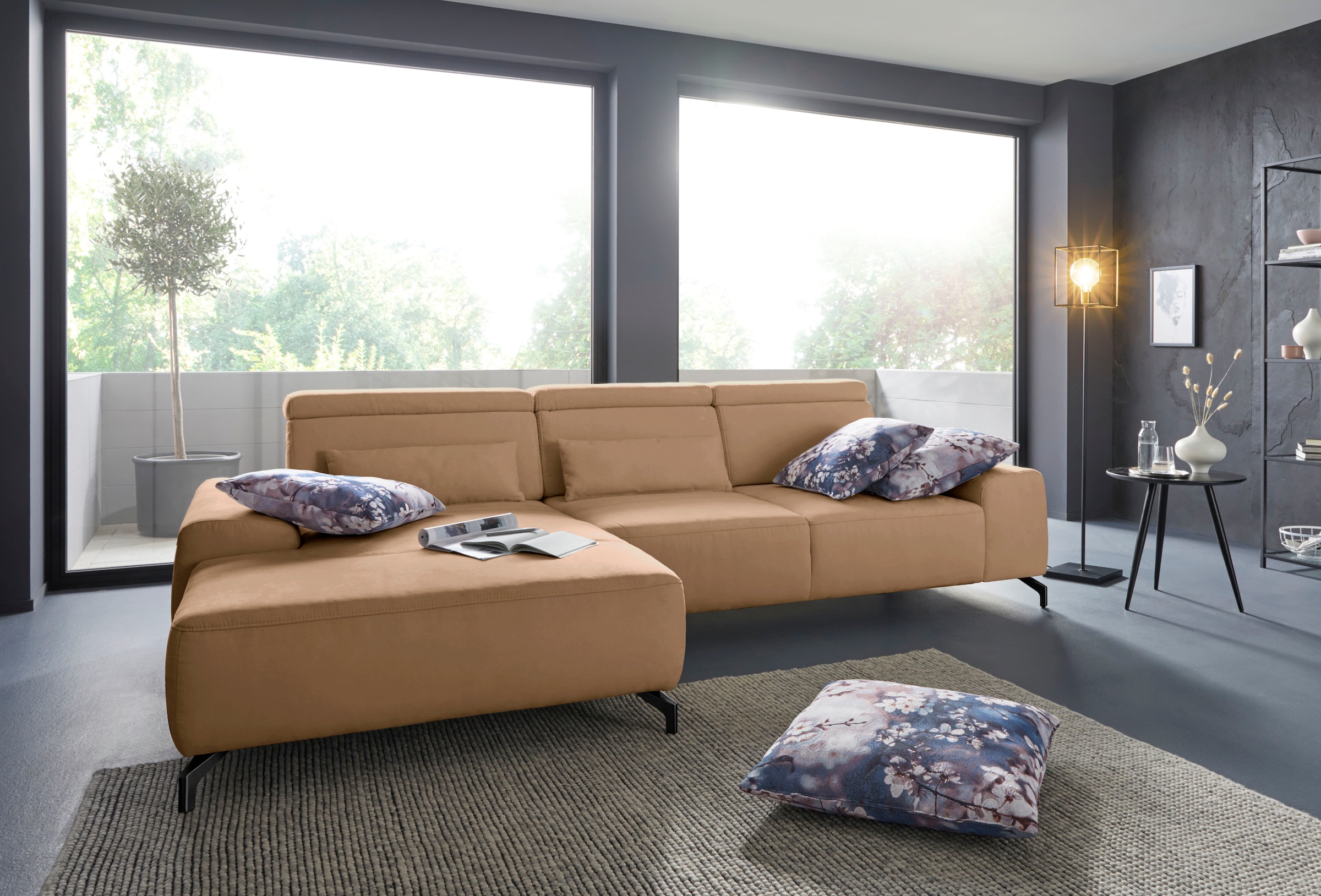 sit&more Ecksofa »Gizeh L-Form«, Fusshöhe 12 cm, inklusive Sitztiefenverstellung und Kopfteilverstellung
