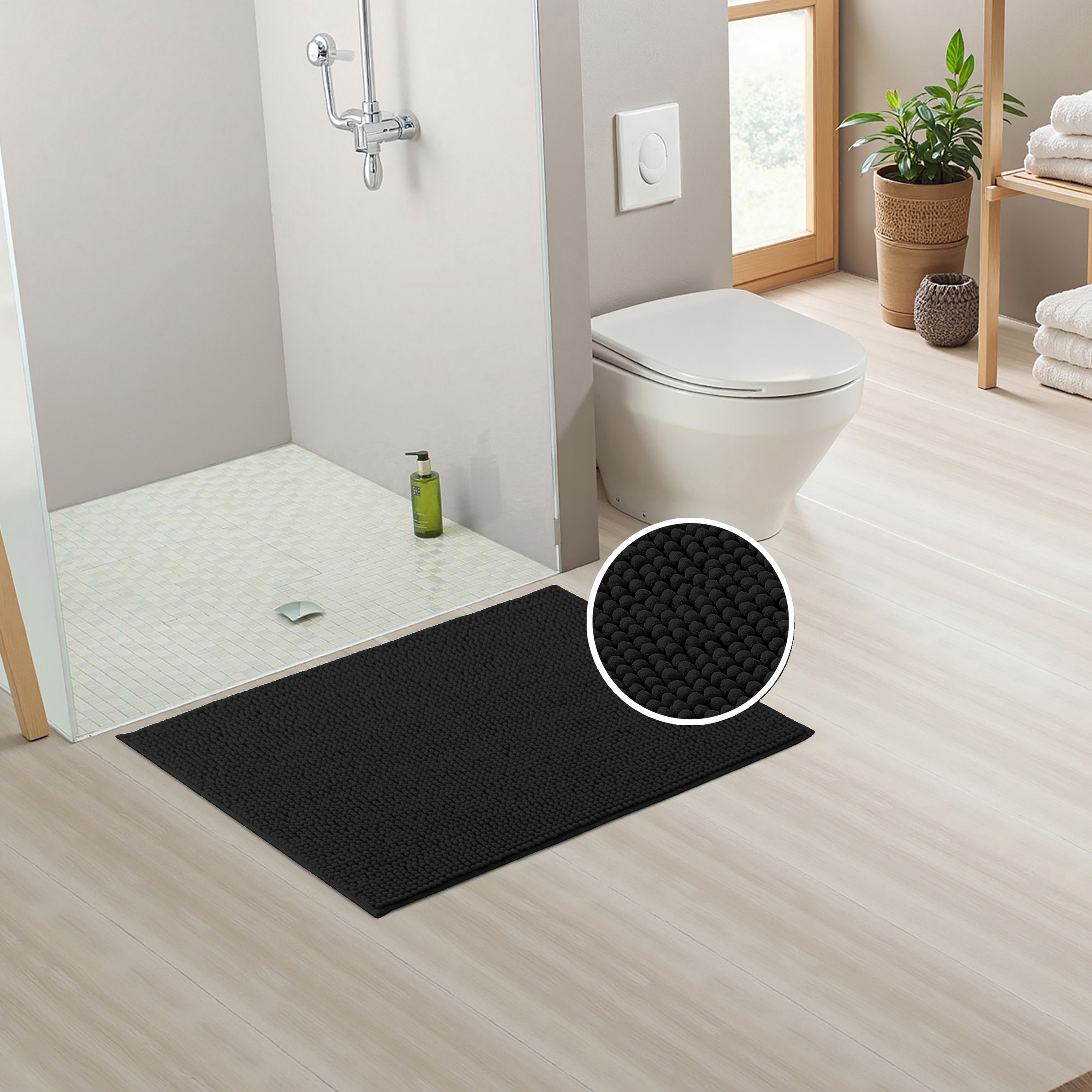 my home Tapis de bain »Vanessa Chenille, Badvorleger, Badezimmer Teppich, Duschvorleger« Höhe 15 mm Uni Farben, besonders weich