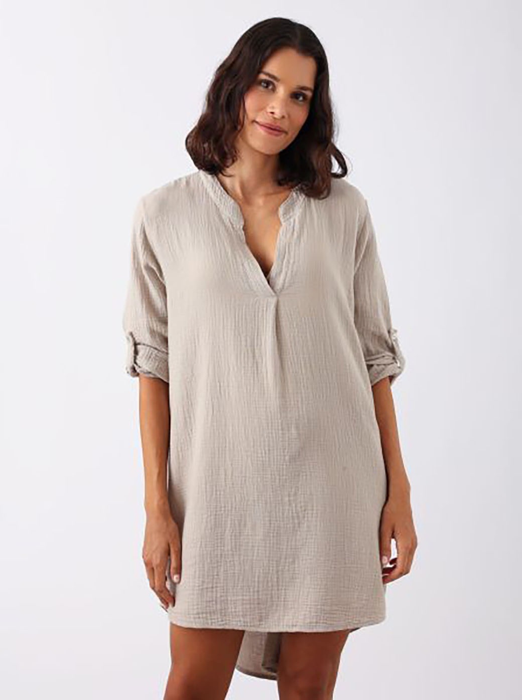 Image of Zwillingsherz Schlupfbluse ""Rom"" verlängerte Rückenpartie, V-Neck, Turn-Up Ärmel, Musselin
