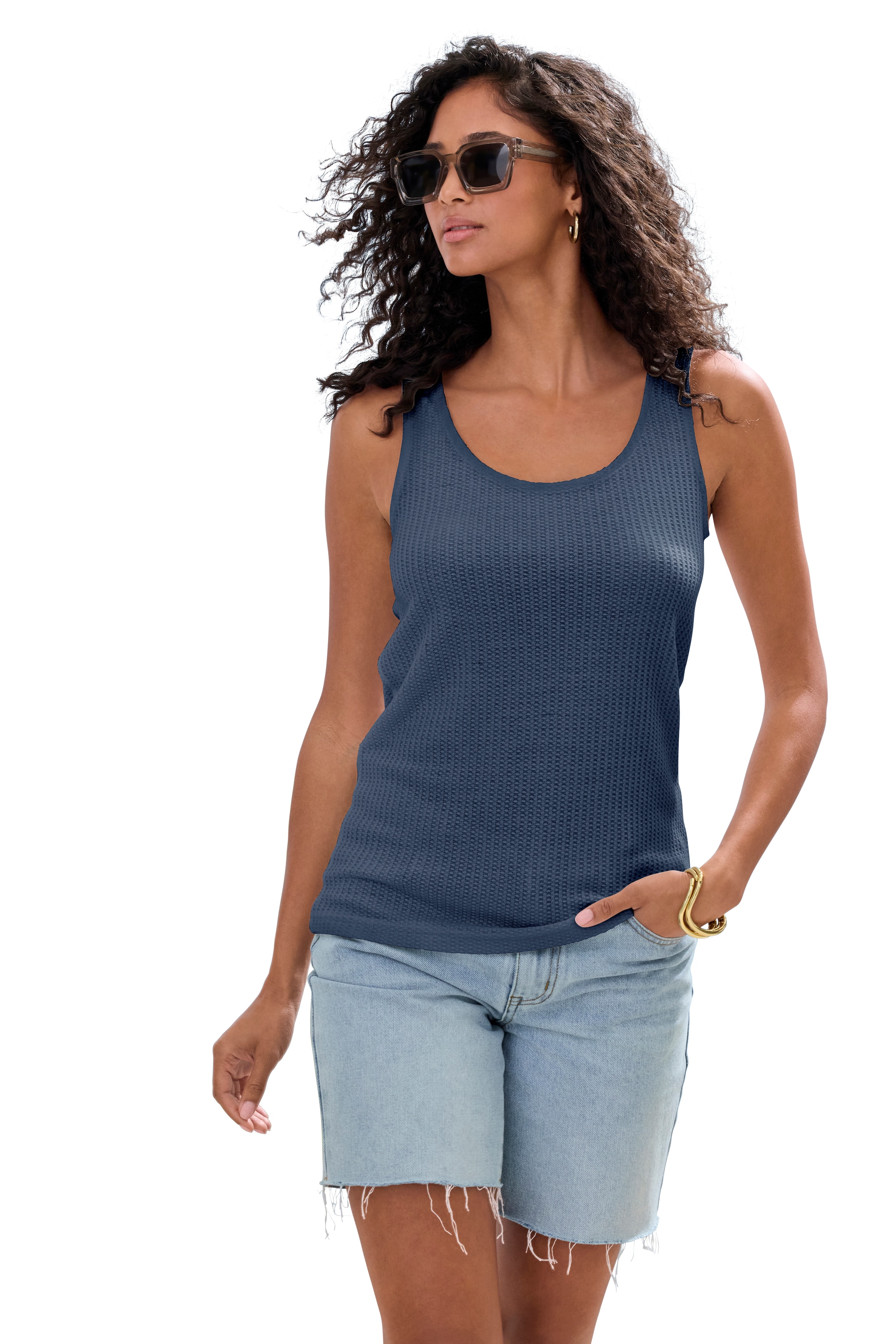 Vivance Top à bretelles »mit tropfenförmigem Cut-Out am Rücken« 2er-Pack,  aus weicher Piqué-Qualität