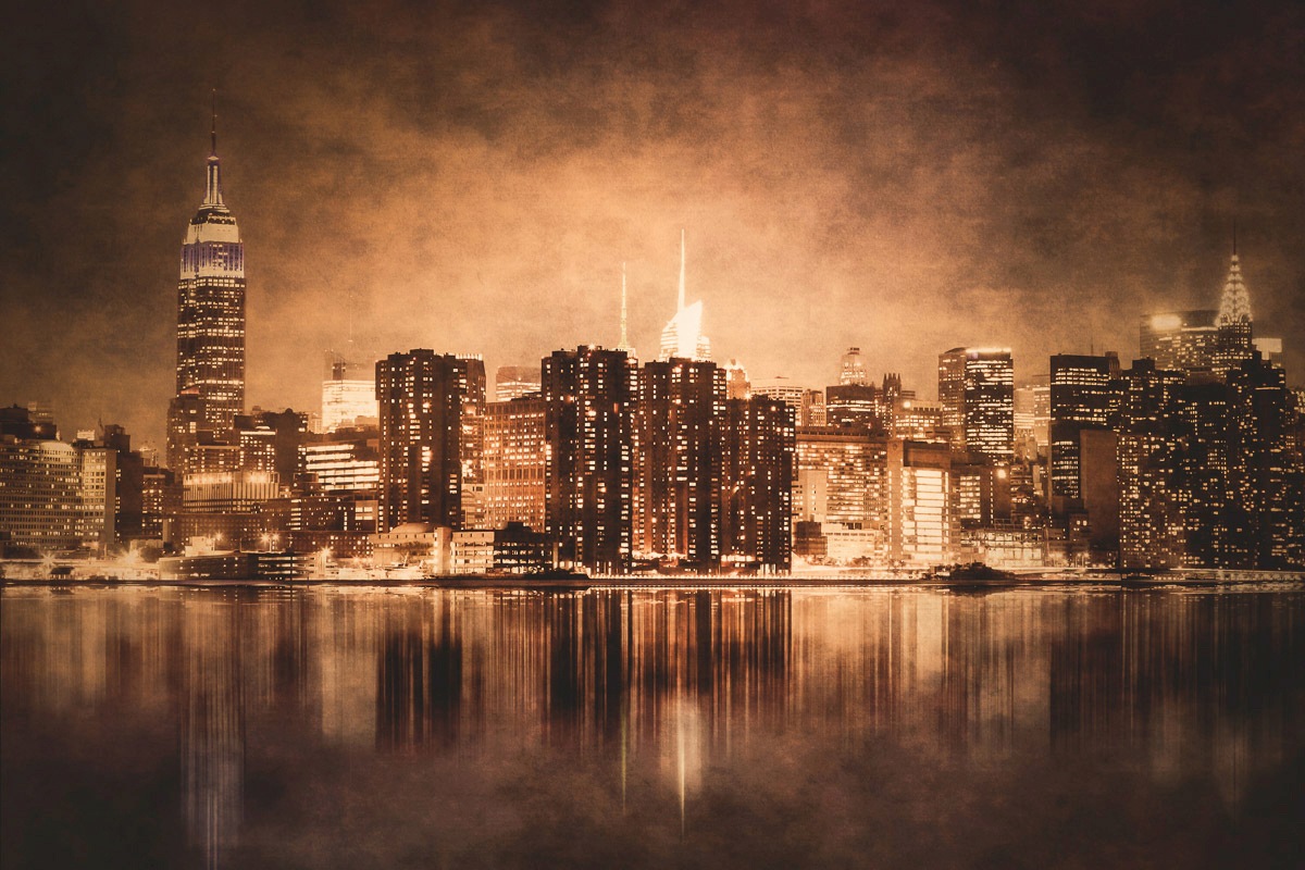Image of Papermoon Fototapete »NEW YORK-CITY SKYLINE BROOKLYN BRIDGE VINTAGE WANDDEKO«, Vliestapete, hochwertiger Digitaldruck, inklusive Kleister bei Ackermann Versand Schweiz