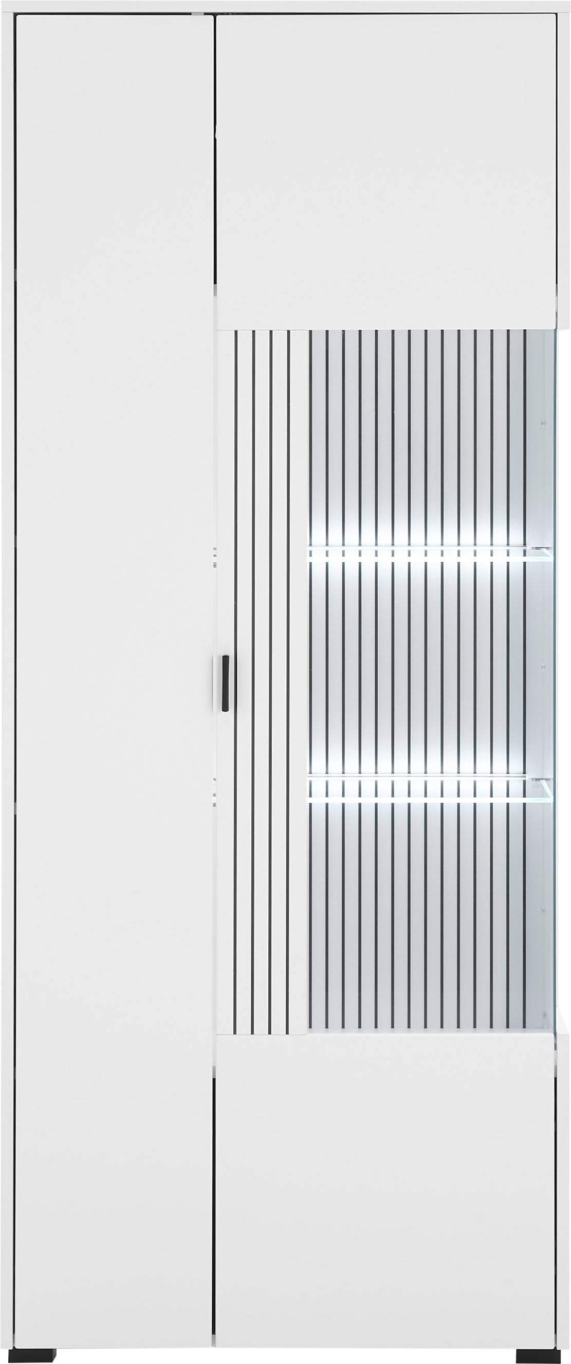 INOSIGN Vitrine »Hudson, Stauraumvitrine«, in moderner Trendfarbe, Griffe aus Metall (Schwarz), Höhe 180 cm