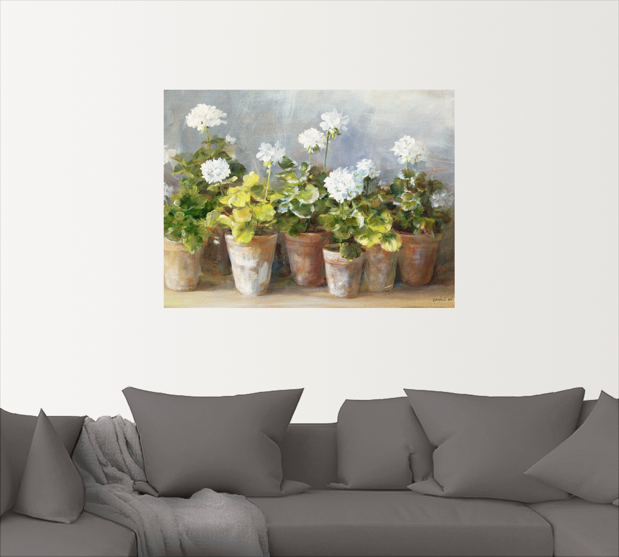 in Artland Leinwandbild, Grössen Wandaufkleber versch. »Weisse als Wandbild oder Blumen, kaufen (1 Geranien«, St.), Poster