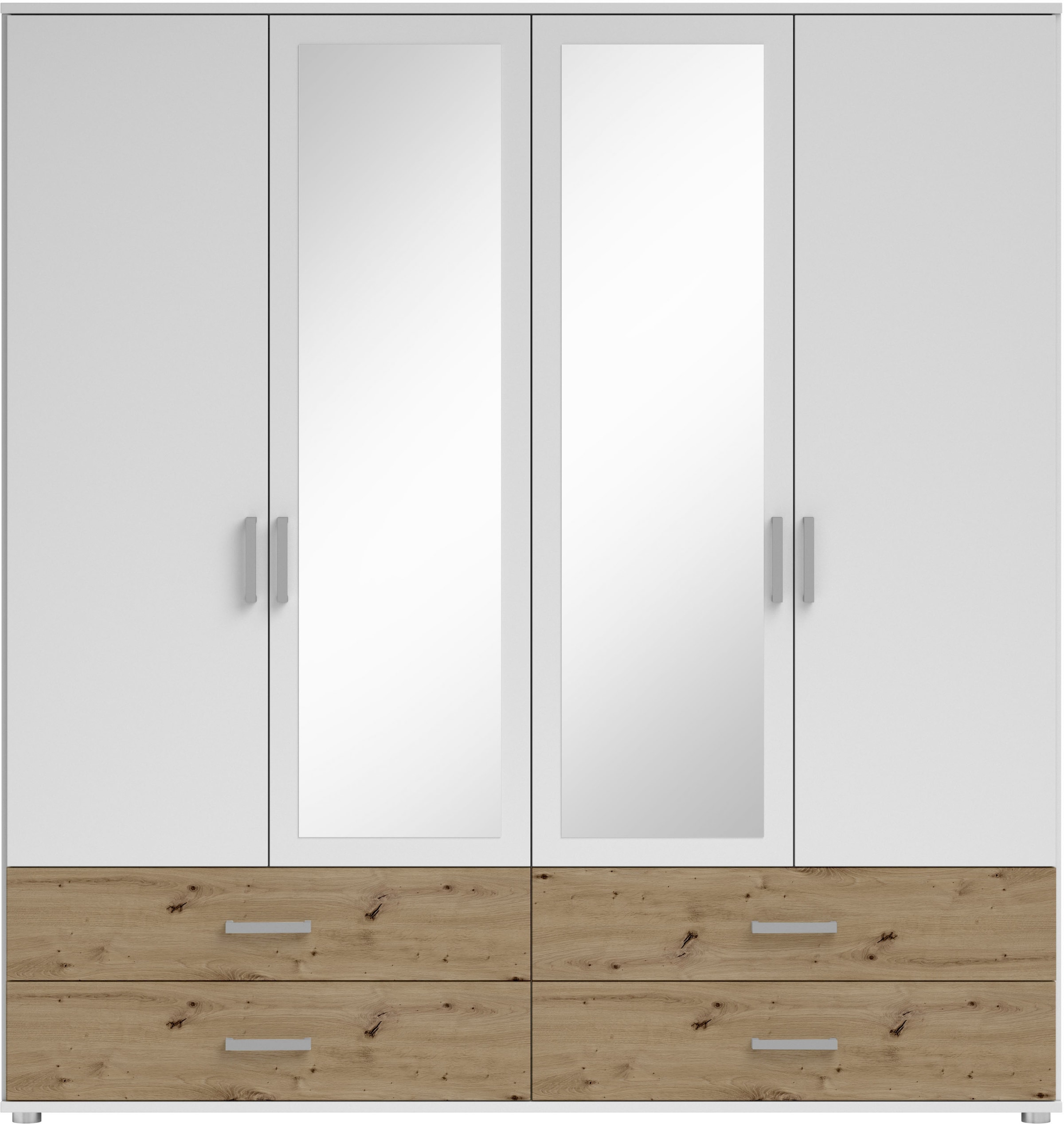 Schlafkontor Drehtürenschrank »Ivar Kleiderschrank mit Spiegel«, inklusive 2 Spiegeltüren und 2 farblich abgesetzten Schubkästen