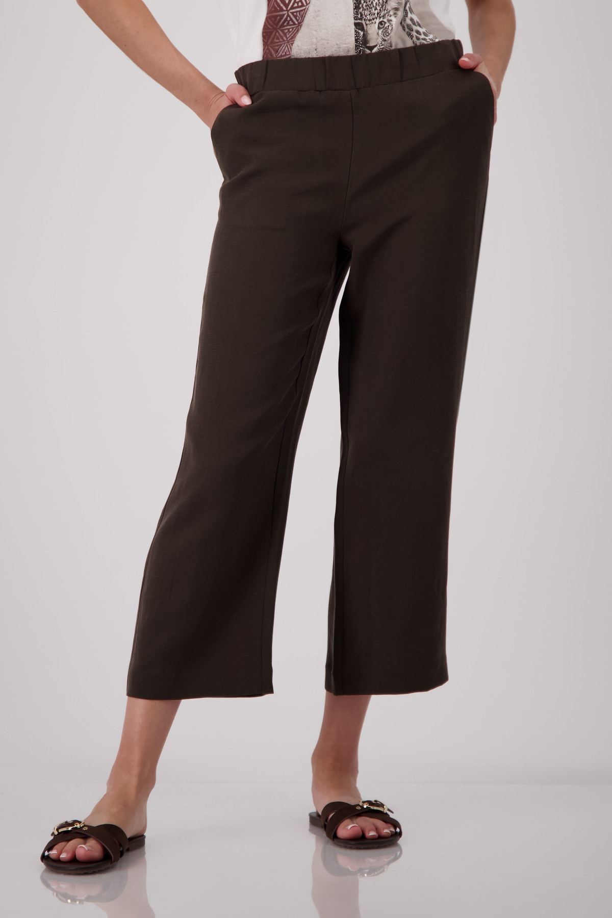 Monari 7/8-Hose »Hose Sarah Basic Leinen«  Regular fit mit elastischem Bund