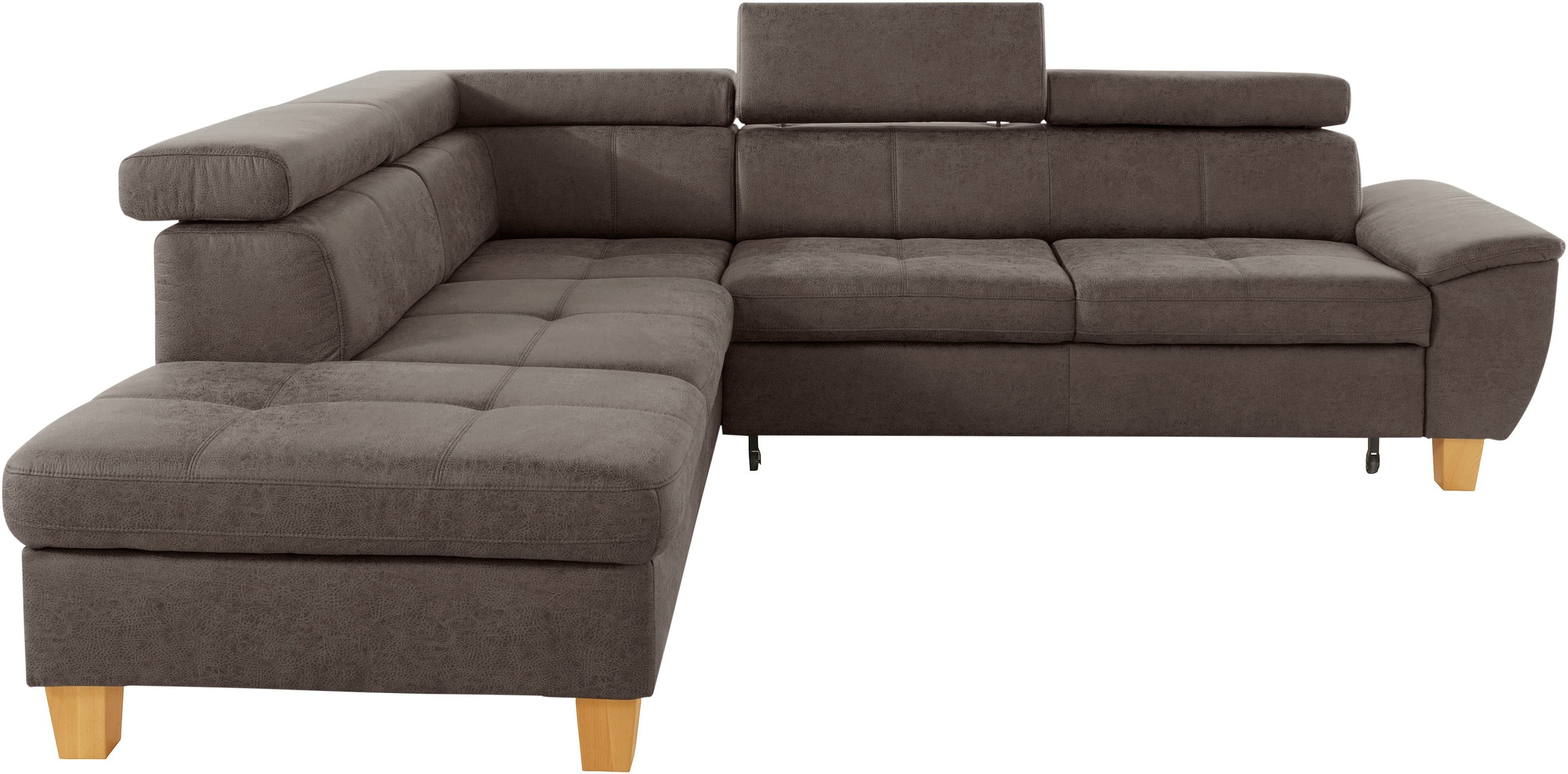 exxpo - sofa fashion Ecksofa »Enya, aufwendige Detailverarbeitung, hoher Sitzkomfort, bequem, L-Form«, mit Kopfteilverstellung, wahlweise Bettfunktion u. Bettkasten