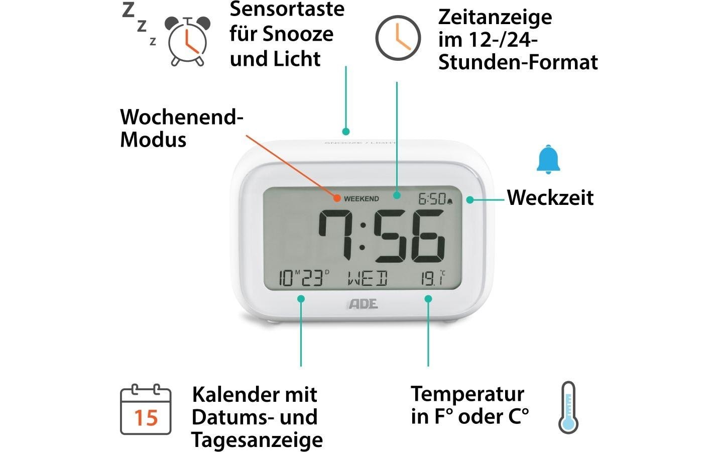 ADE Wecker »mit Temperaturanzeige«