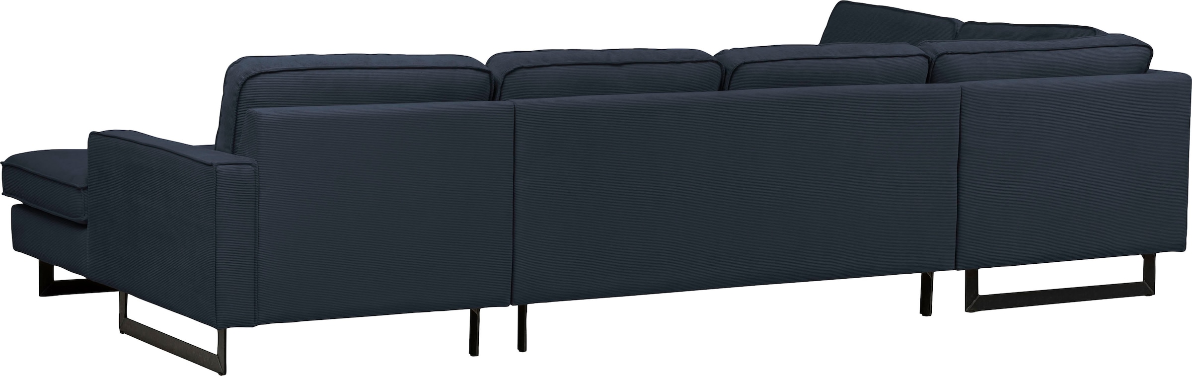Places of Style Wohnlandschaft »Pinto, 350 cm, U-Form, XXL, mit Ottomanen«, Cord, Chenille, Lederoptik, mit Keder, Metallfüsse, Wellenunterfederung