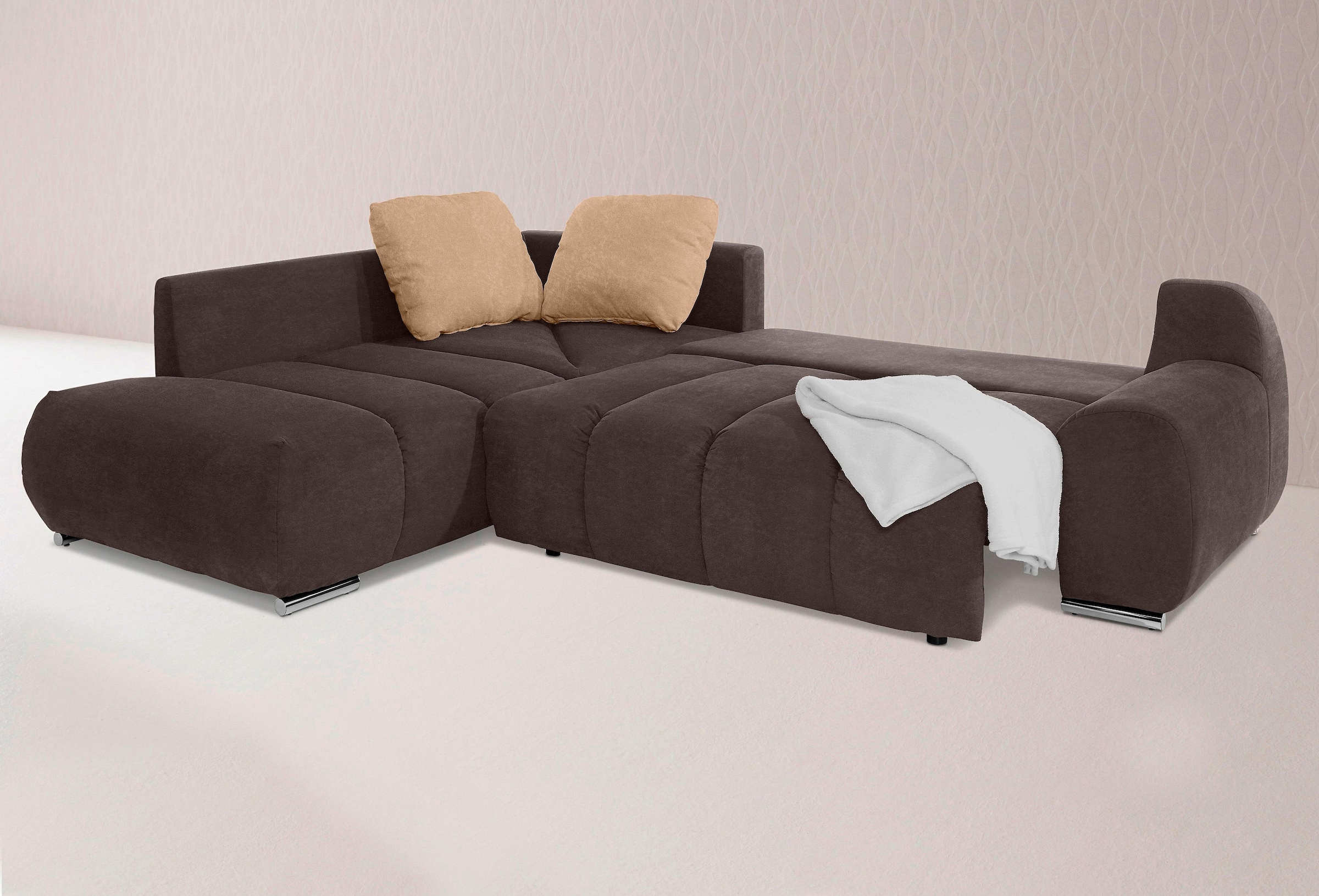 INOSIGN Ecksofa »Bono L-Form«, mit Ottomane, wahlweise mit Bettfunktion