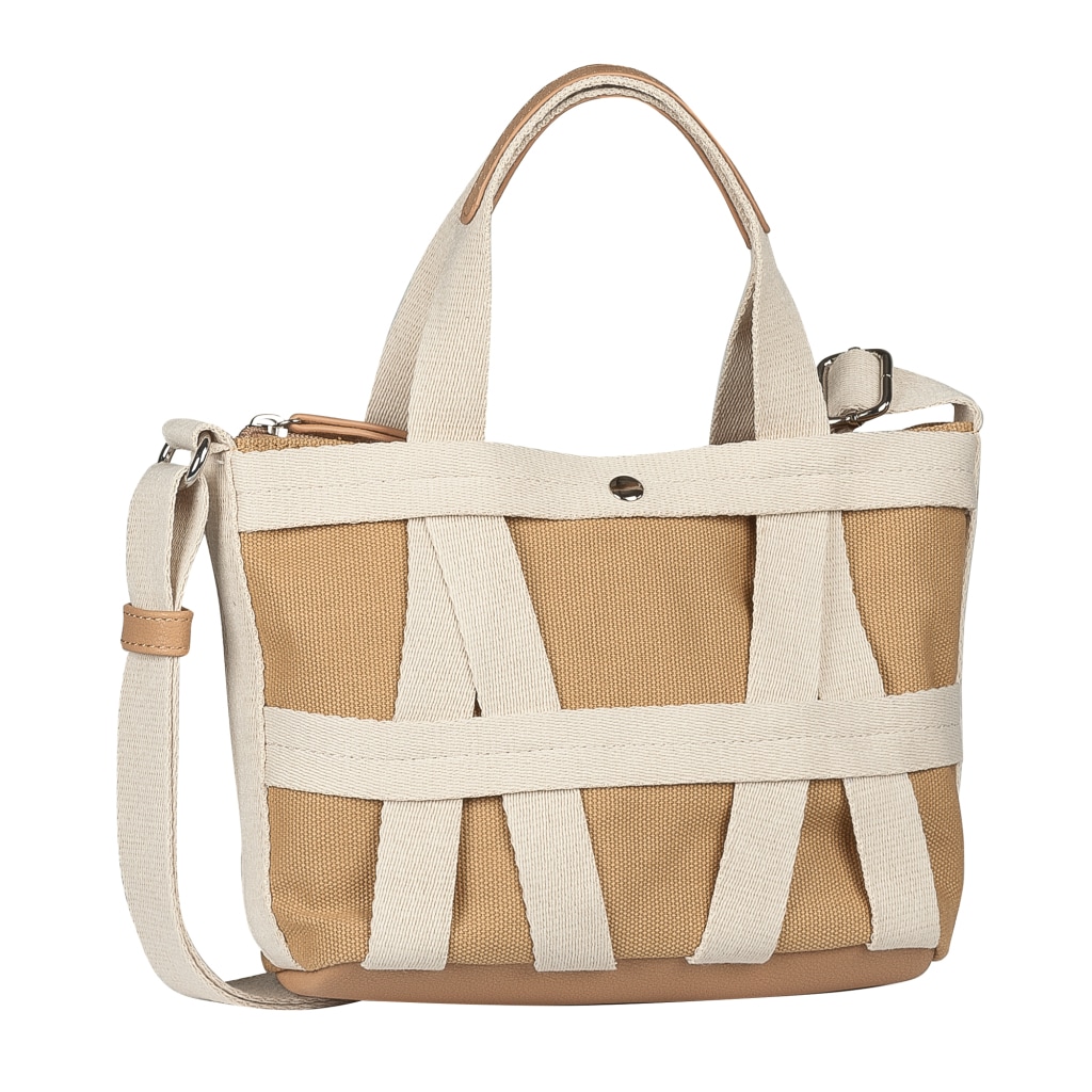 Image of TOM TAILOR Denim Shopper "Jada" Damen Umhängetasche, Handtasche mit schückendem Gewebebandgitter