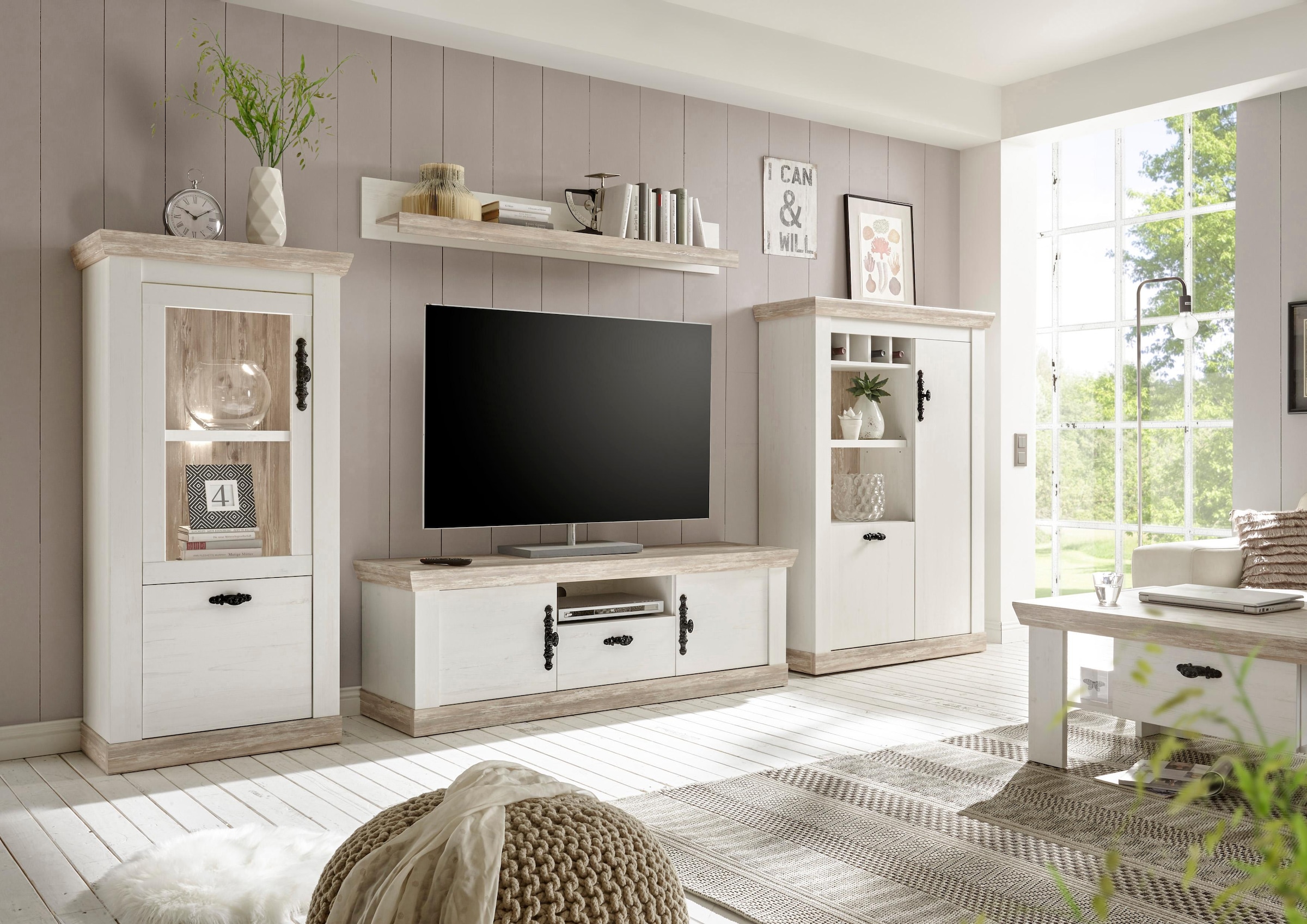 Home affaire Vitrines »Florenz« im romantischen Landhaus-Look, Höhe 146 cm