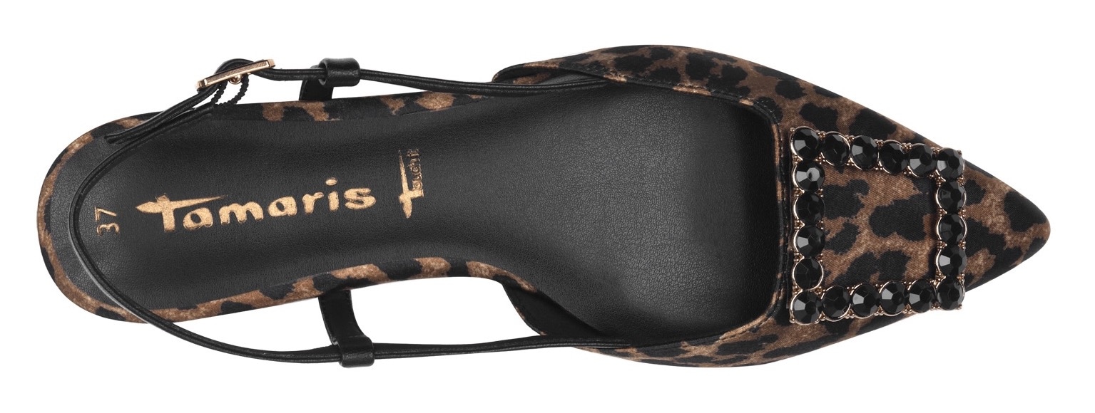 Tamaris Pompes à sling  talon bloc, chaussure d'été avec élément décoratif élégant