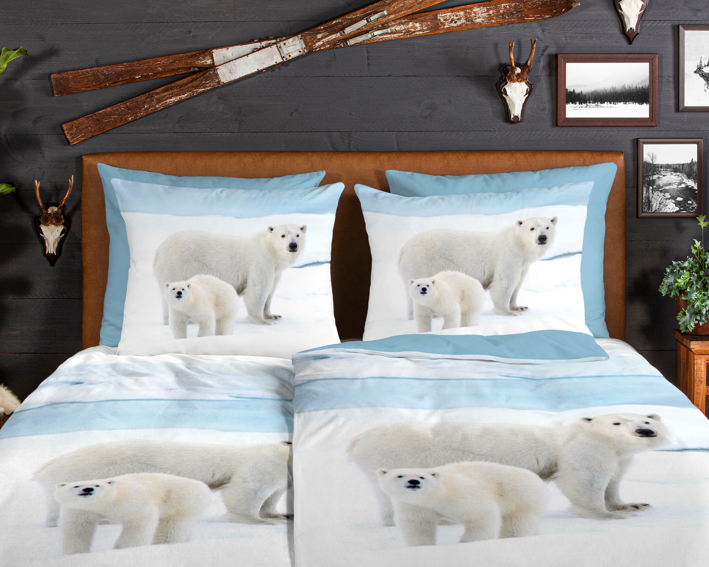 good morning Wendebettwäsche »Care«, Biber, 135x200, Warm, Weich, Wendeoptik, Reissverschluss, Winter, Blau