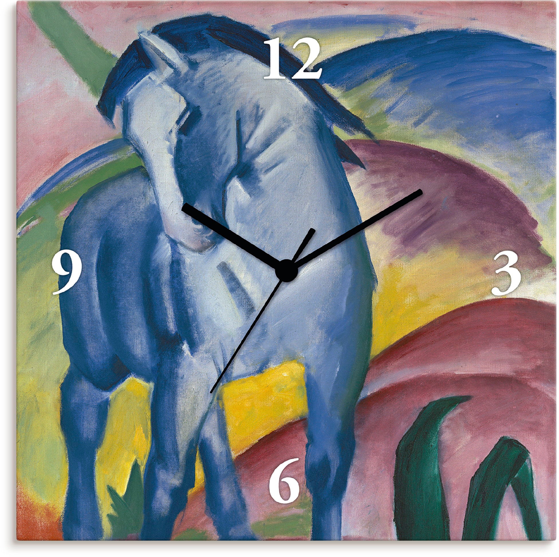 Image of Artland Wanduhr »Blaues Pferd I. 1911.«, lautlos, ohne Tickgeräusche, nicht tickend, geräuschlos - wählbar: Funkuhr o. Quarzuhr, moderne Uhr für Wohnzimmer, Küche etc. - Stil: modern bei Ackermann Versand Schweiz