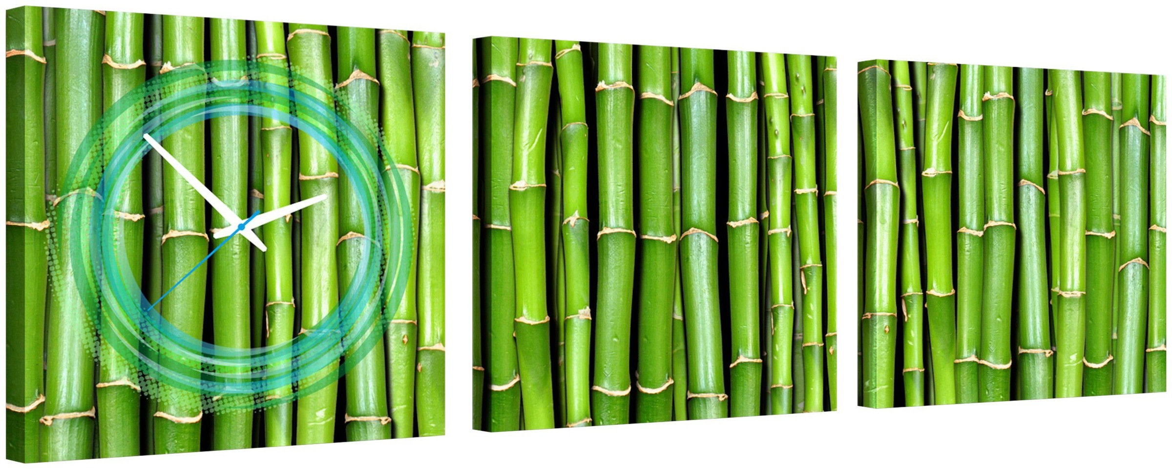 Image of Conni Oberkircher´s Bild mit Uhr »Green Bamboo II - Bambus I«, Natur, (Set, (Set 3), mit dekorativer Uhr, Wellness, Entspannung bei Ackermann Versand Schweiz