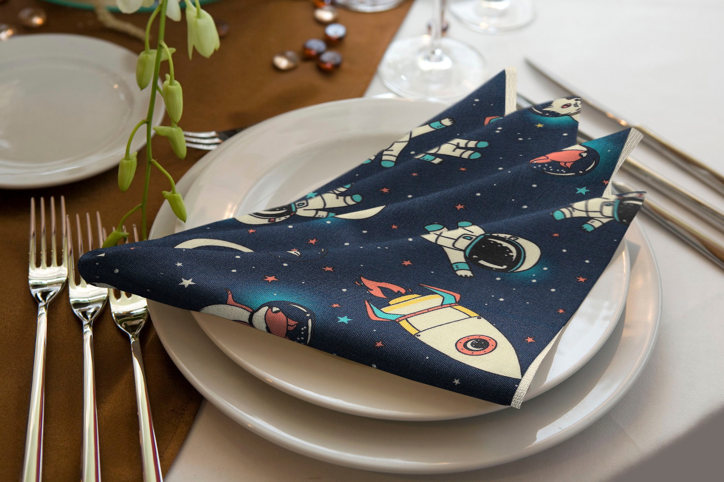 Image of Adam Stoffserviette "Space" GOTS organic,zertifiziert durch CERES 0242für Kinder
