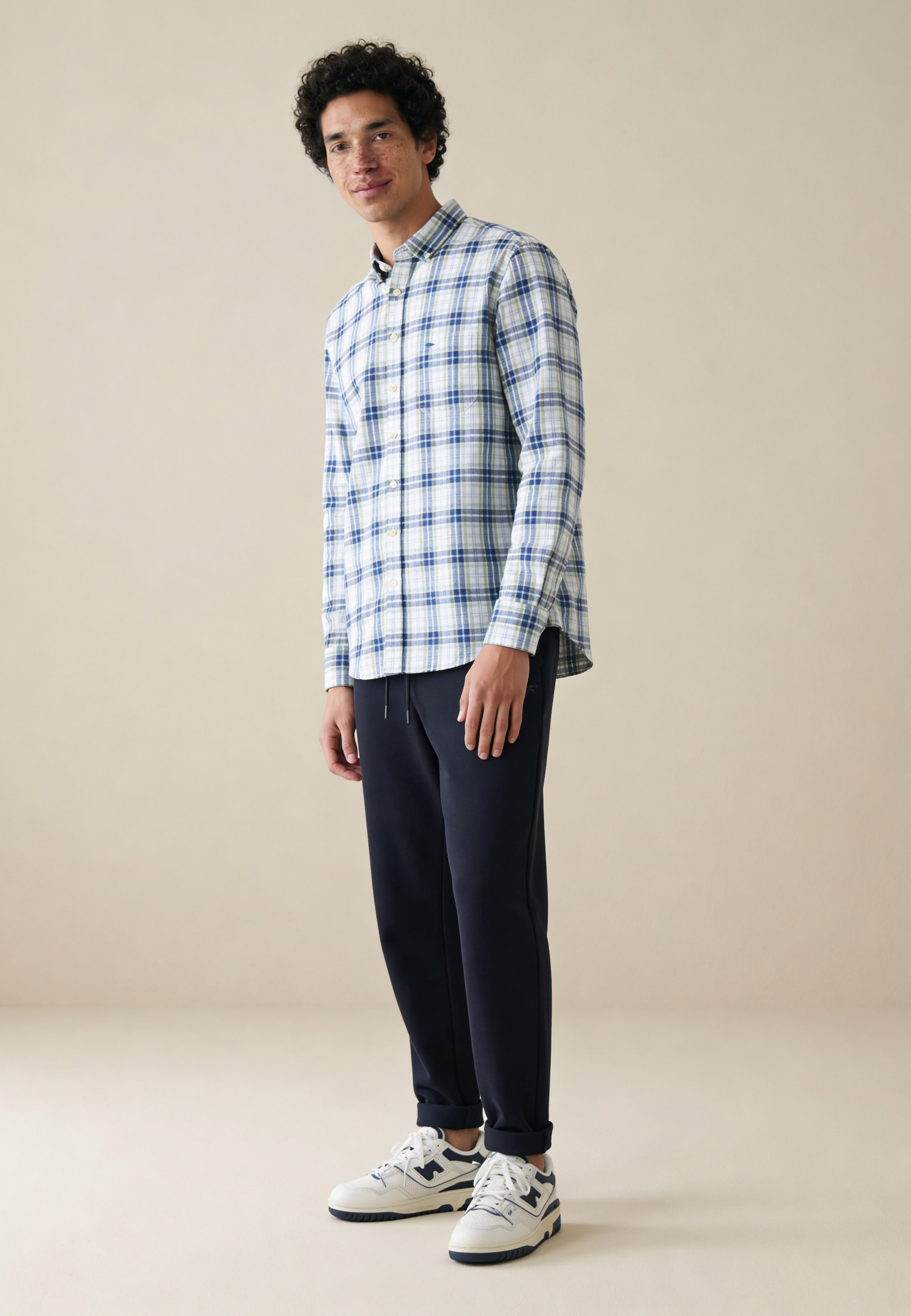 FYNCH-HATTON Chemise à manches longues »Washed Oxford Check« normale Passform, kariertes Muster, mit Brusttasche