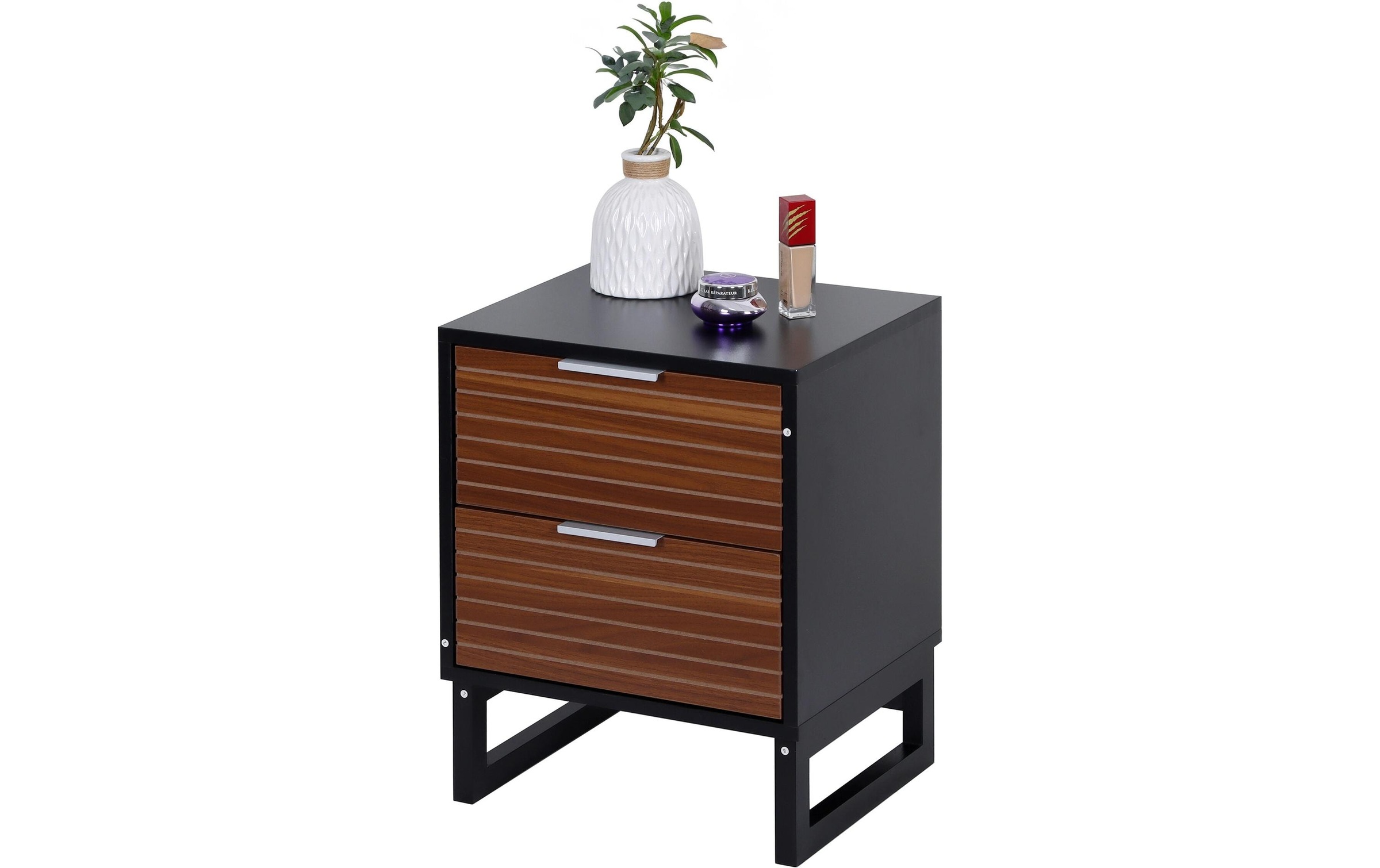 Image of relaxdays Nachttisch "mit 2 Schubladen 40 x 50 cm" Beistelltisch in Holzoptik