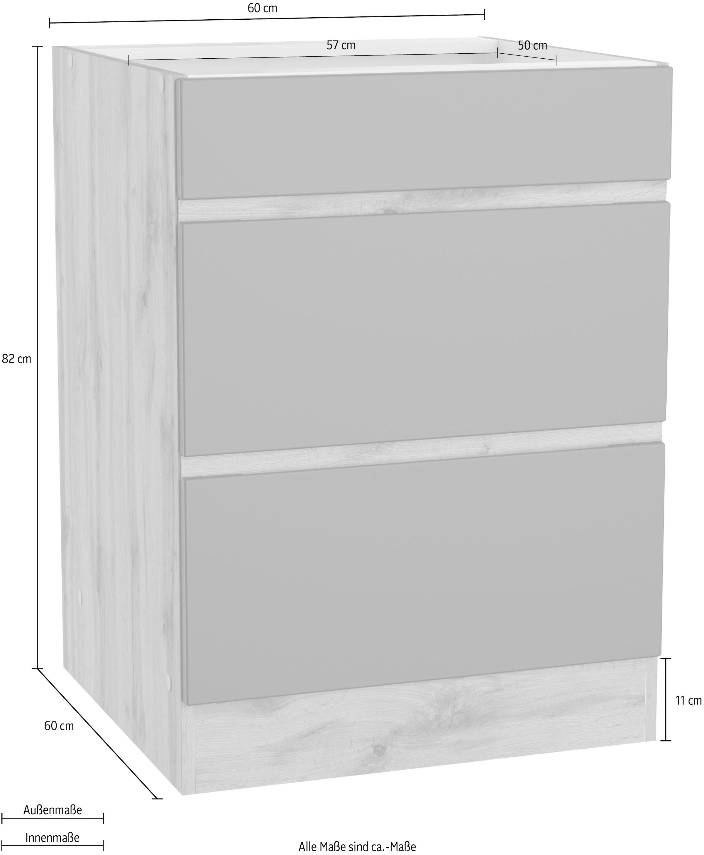 KOCHSTATION Kochfeldumbauschrank »KS-Riesa« Breite 60 cm, MDF-Fronten