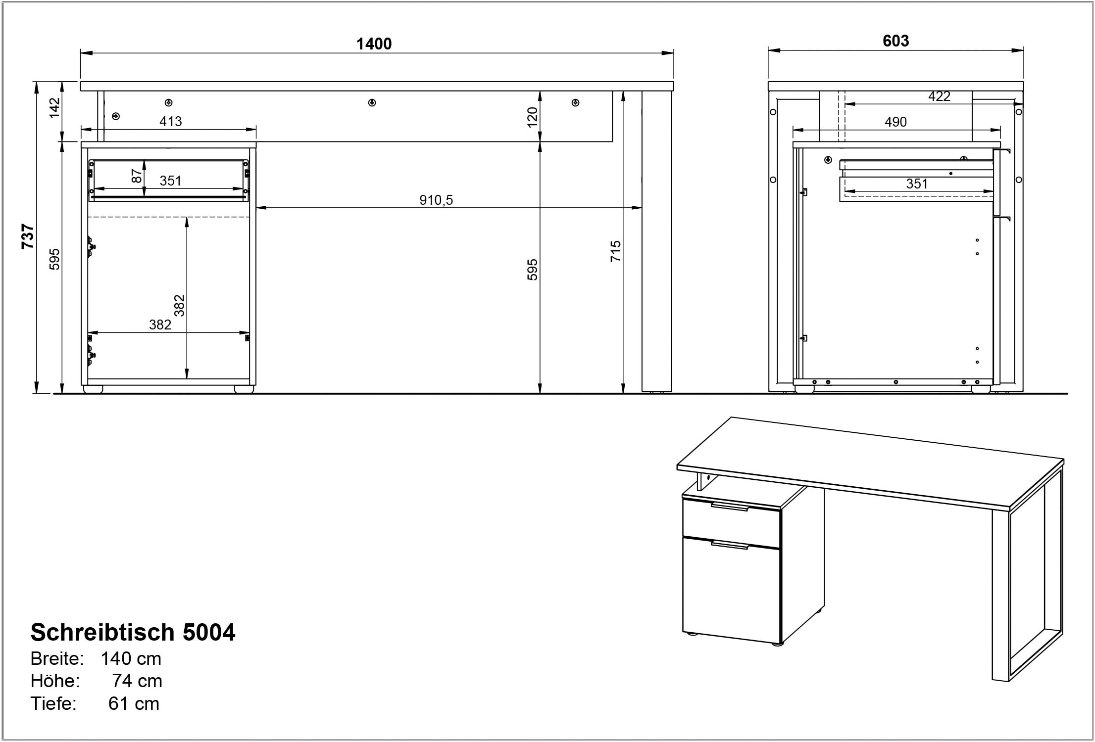 andas Büromöbel-Set »Njavve bestehend aus Schreibtisch«, (2 tlg.), inkl. Container & Aktenschrank (Höhe 115 cm), Made in Germany