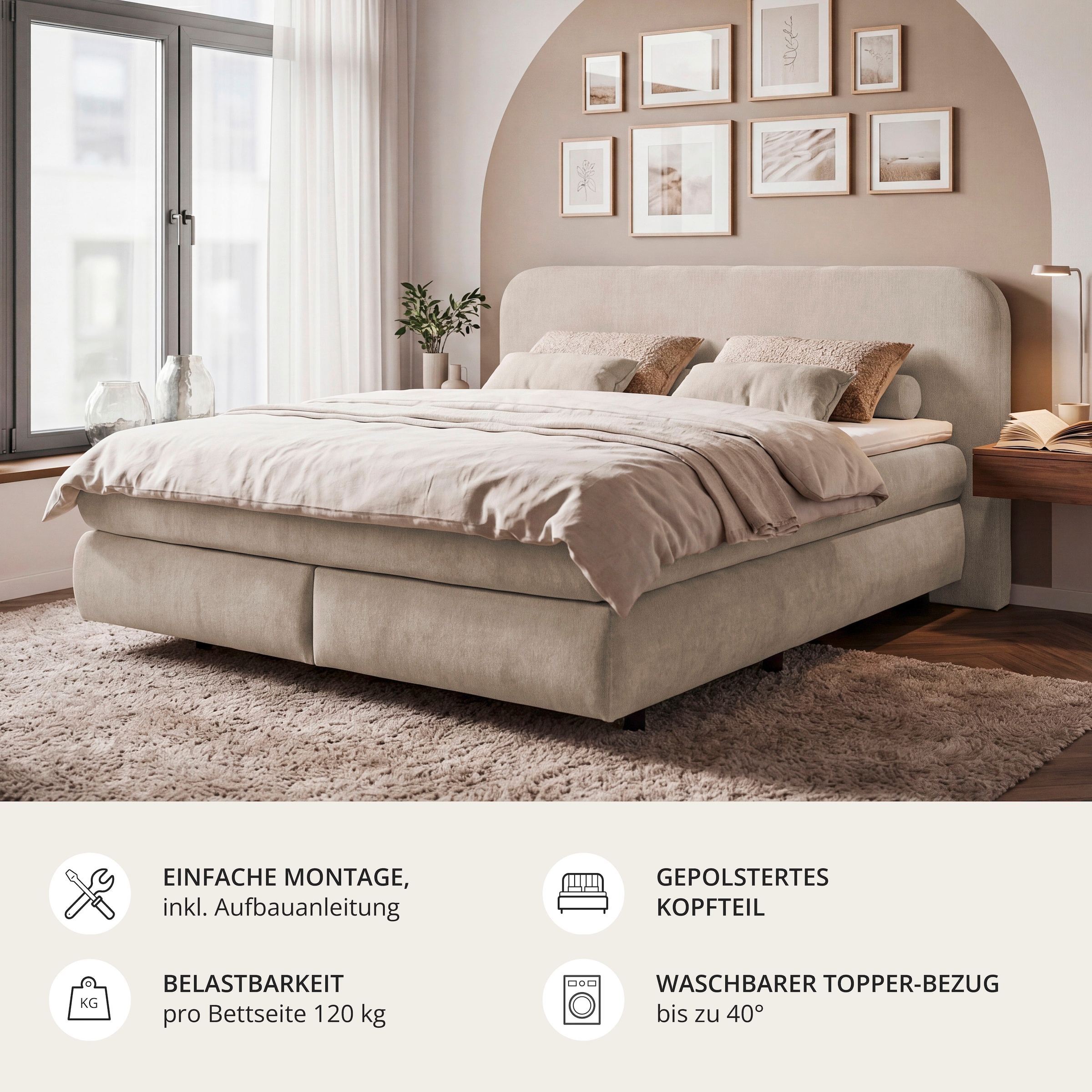 ED EXCITING DESIGN Lit boxspring »ELBRUS in der Breite 180cm, inkl. Topper« disponible en plusieurs couleurs