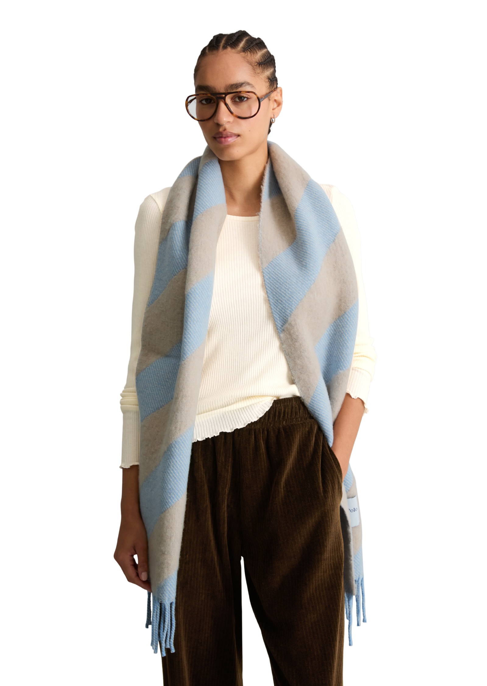 Image of Marc OPolo DENIM Wollschal "mit diagonalen Streifen"