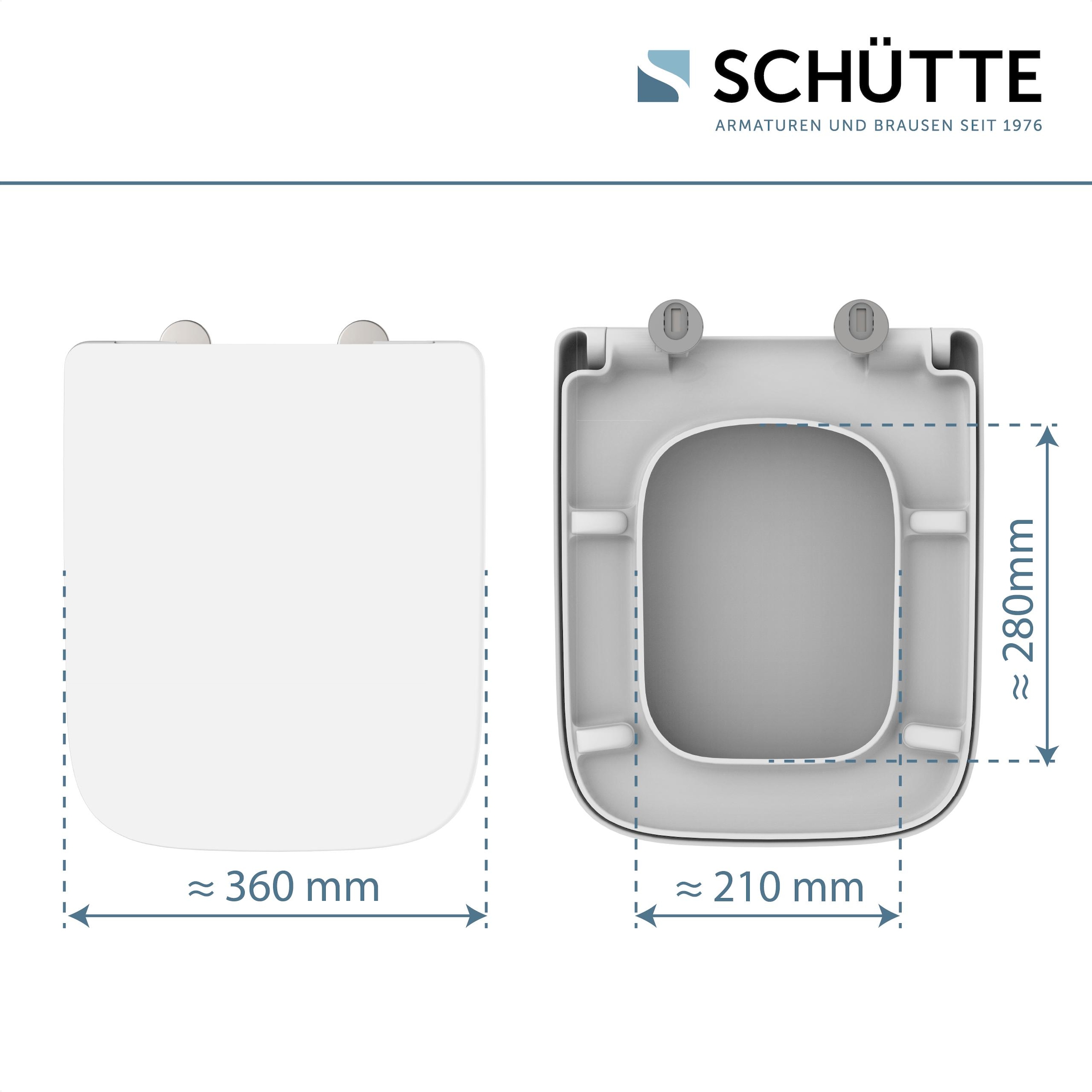 Schütte Siège de WC »Duroplast, WHITE E-Form PRO 4« Abattant WC, matériel de fixation, notice de montage,  Avec descente automatique et fermeture rapide