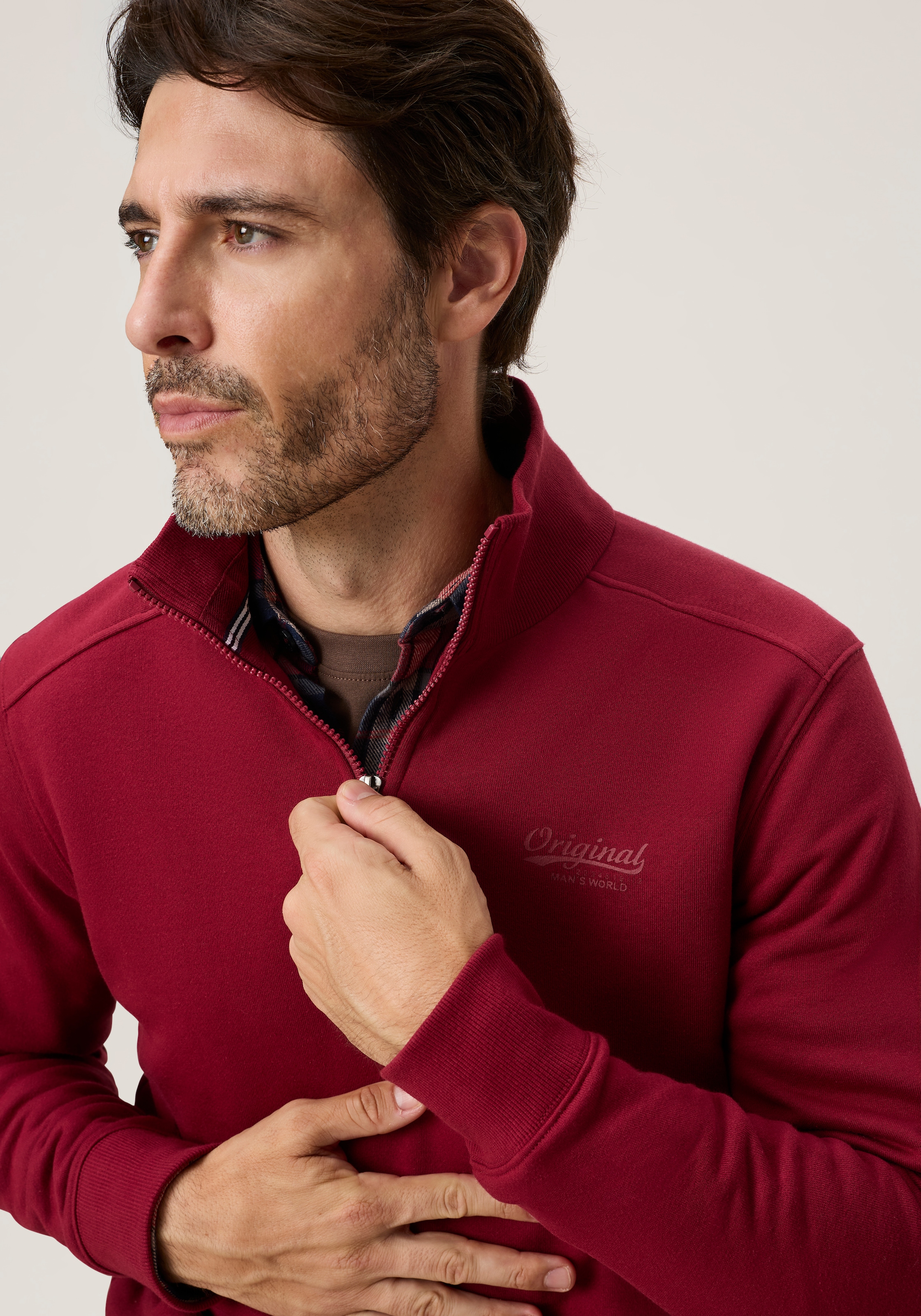 Man's World Sweatshirt , mit Troyerkragen, normale Passform, auch in grossen Grössen
