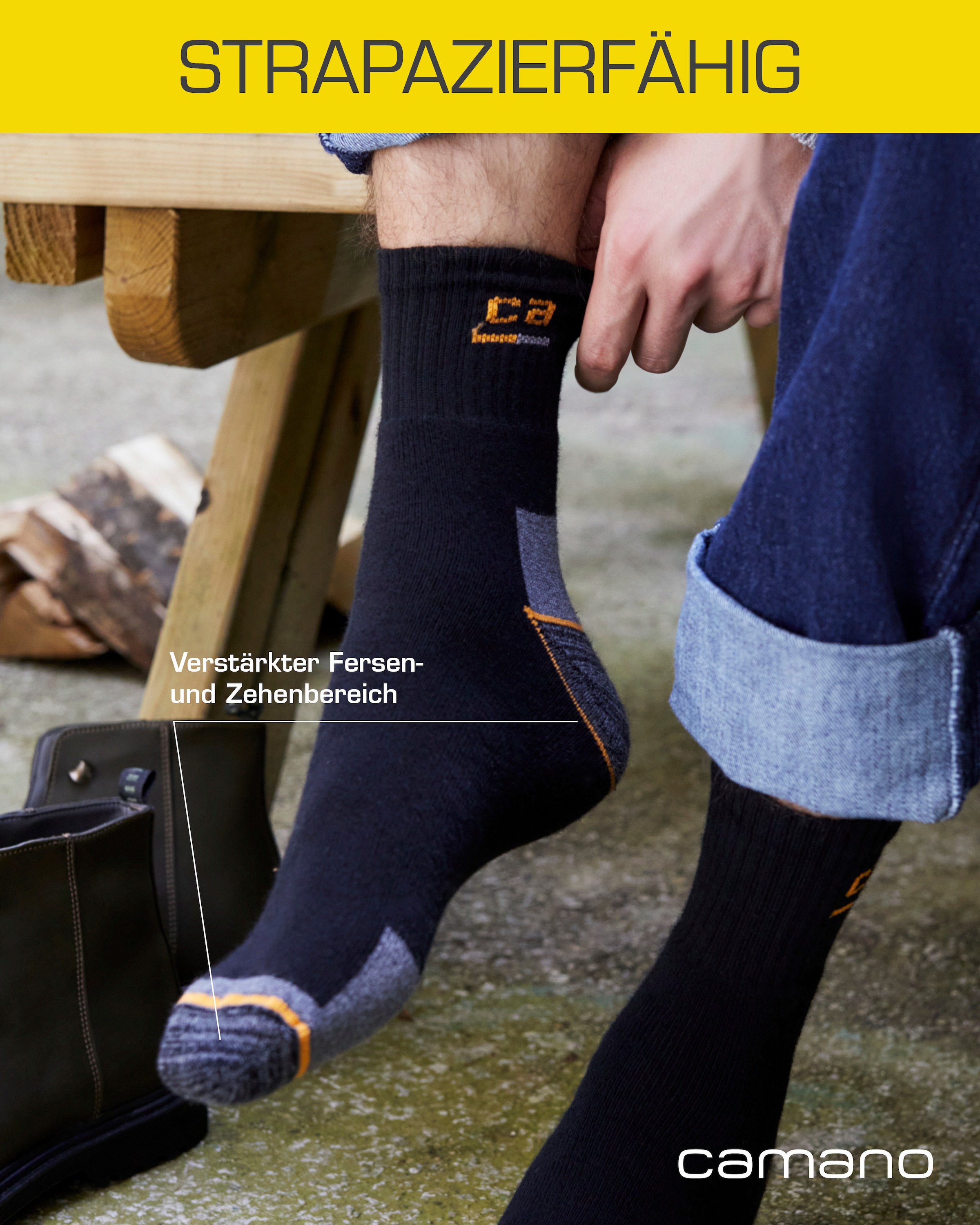 Camano Chaussettes de travail »work« 9 Couple tlg. verstärkte Belastungszonen, atmungsaktiv, gepolstert