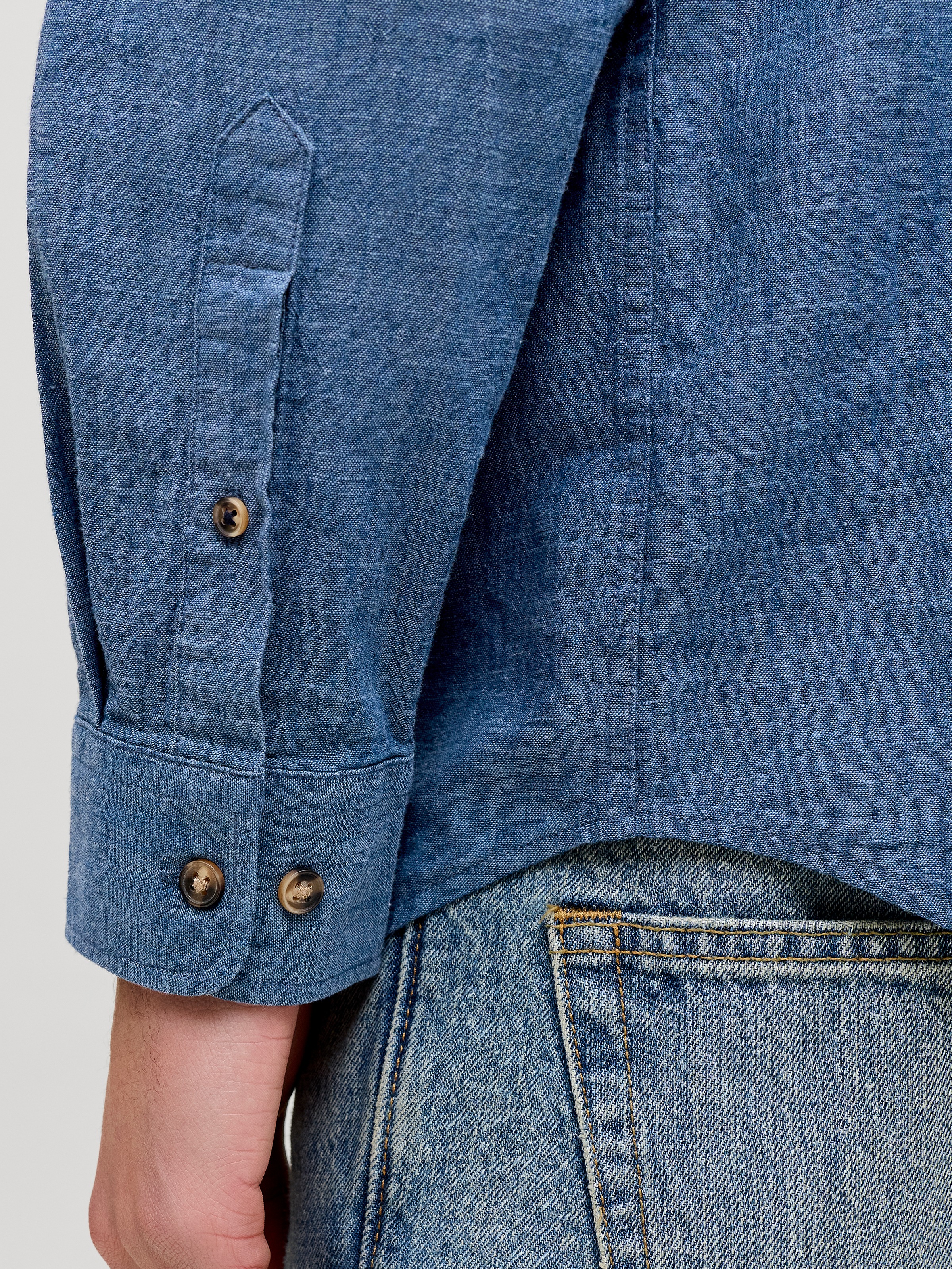 Jack & Jones Chemise à manches longues »JJESUMMER LINEN BLEND SHIRT L/S SN« mélange coton, coupe régulière