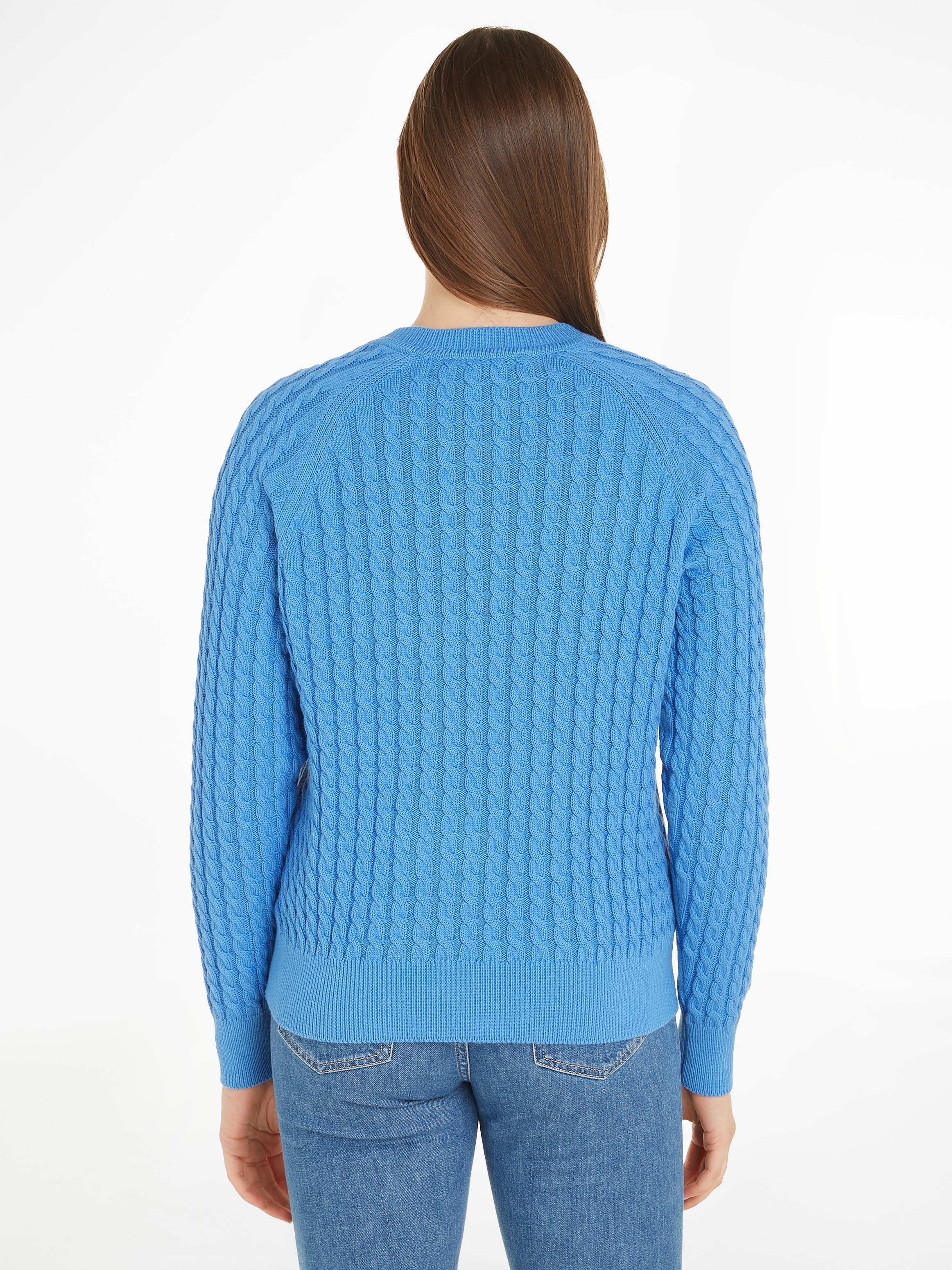 Tommy Hilfiger Rundhalspullover »CO CABLE C-NK SWEATER«, mit Zopfmuster
