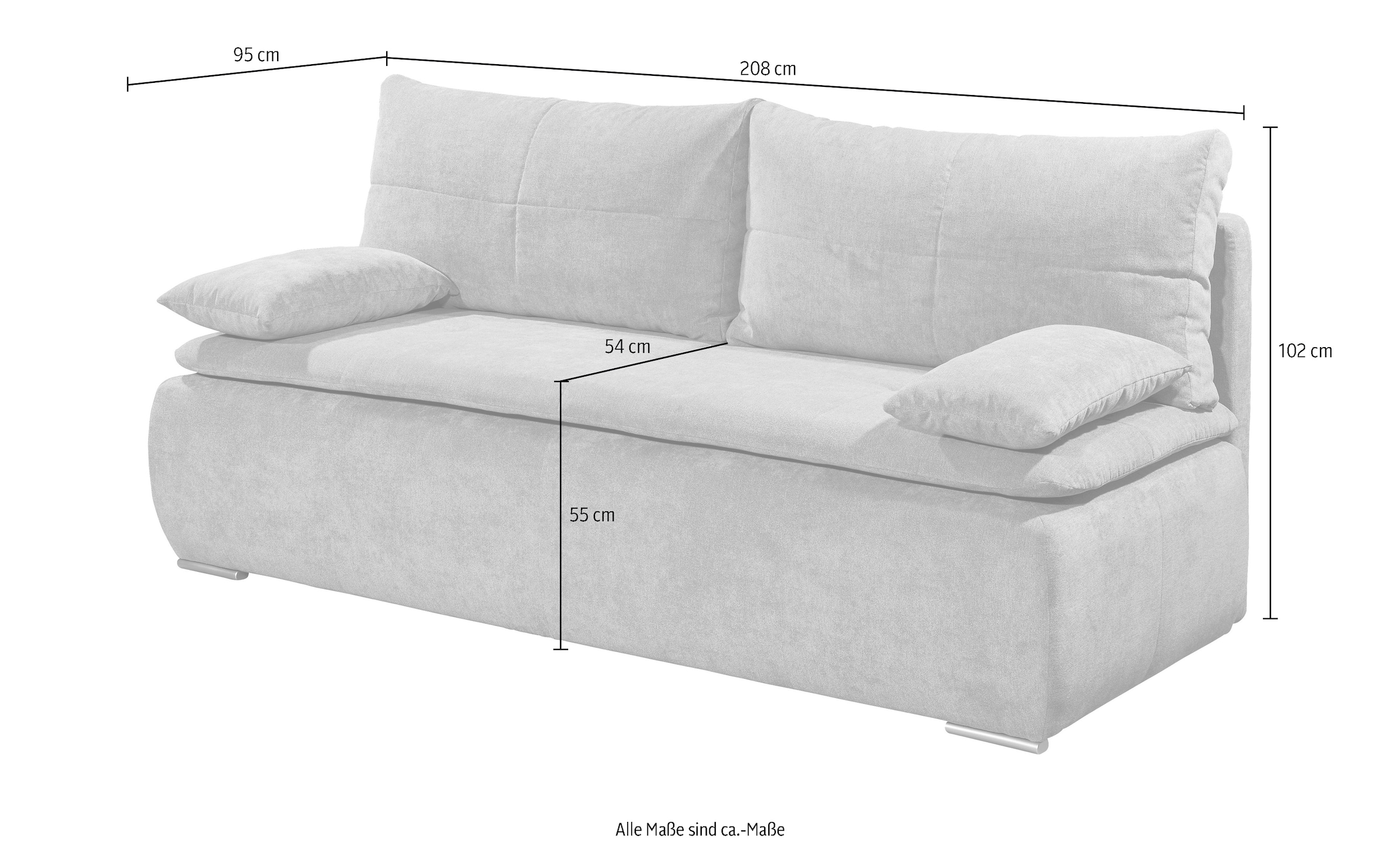 ED EXCITING DESIGN Schlafsofa »Jana«, mit Bettkasten & 2 Armlehnenkissen