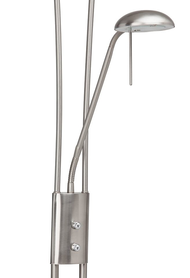 Brilliant LED Deckenfluter »Finn«, 2 flammig-flammig, Lesearm, H 179 cm, dimmbar, 2500 lm, warmweiss, Metall/Glas, eisen/weiss