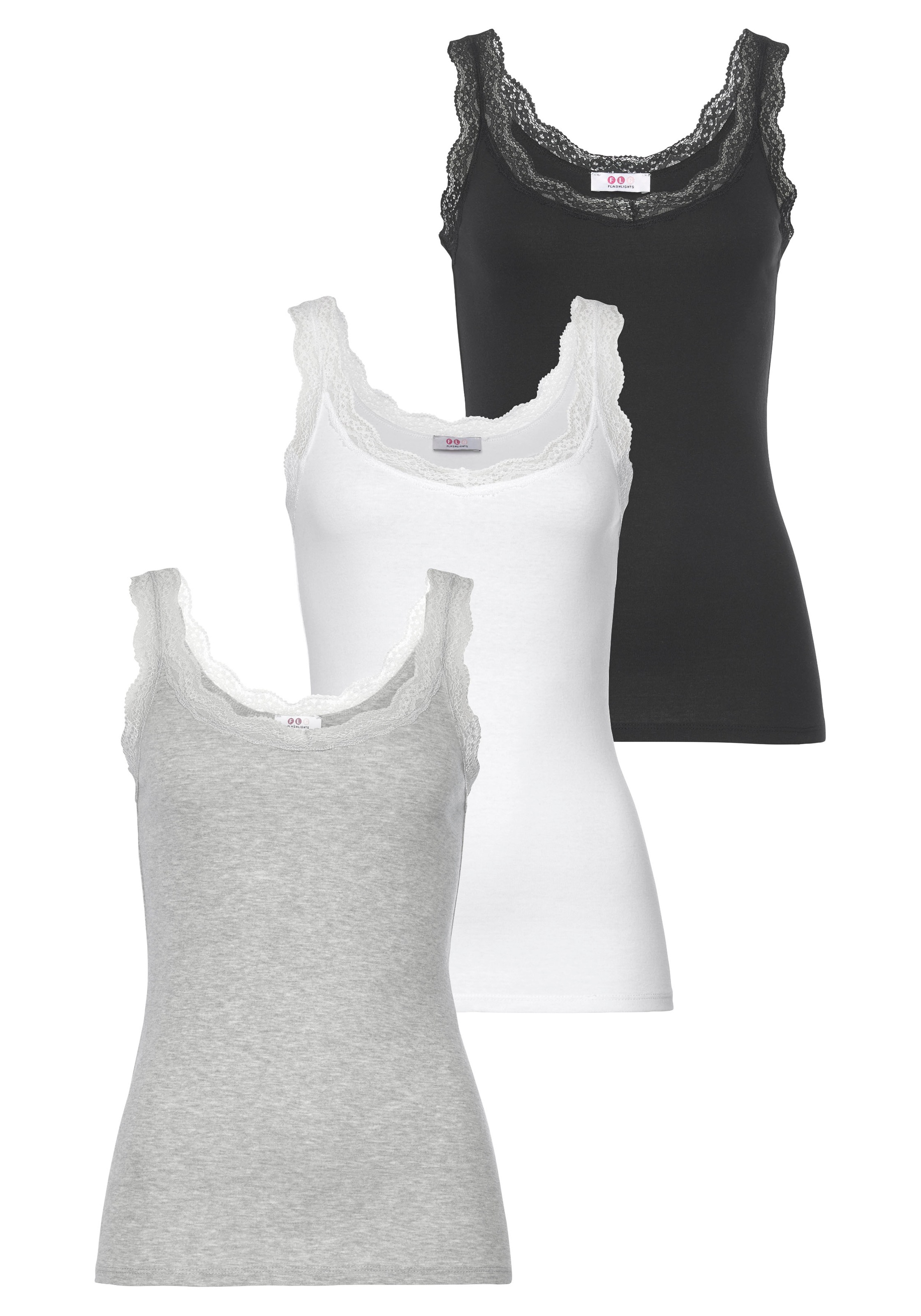 Image of Flashlights Spitzentop, (Packung, 3er-Pack), mit Spitze bei Ackermann Versand Schweiz