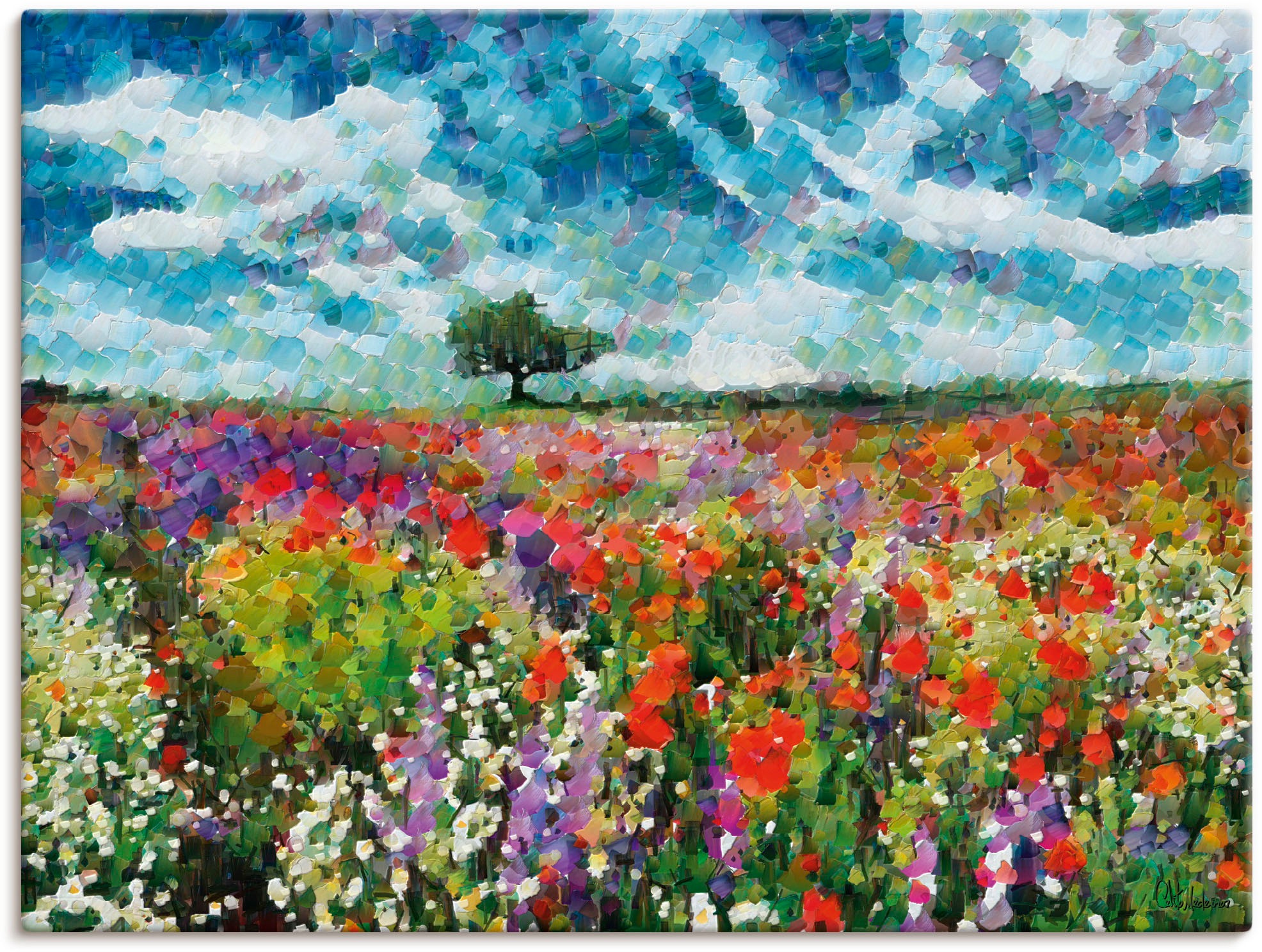 Image of Artland Leinwandbild "Bunte Wiese" Blumenwiese 1 Stk. tlg. auf Holzrahmen gespannt