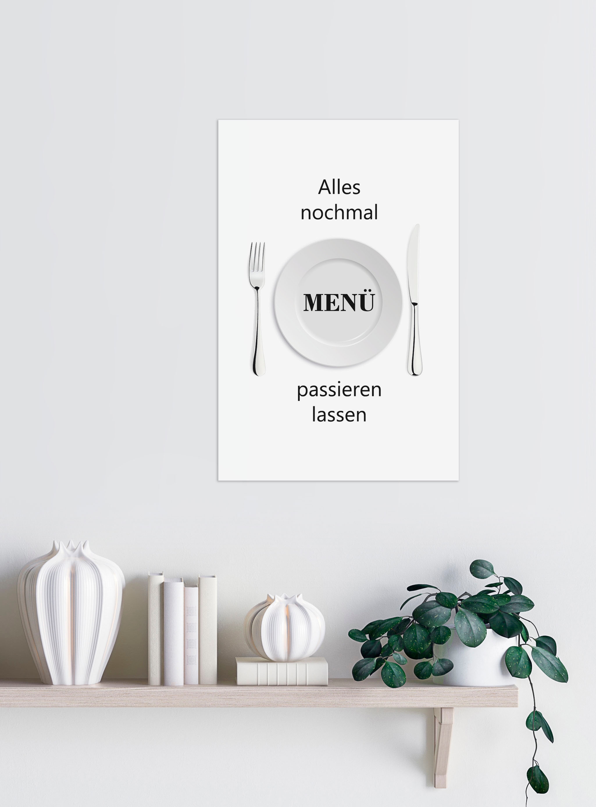 queence Wanddekoobjekt »Menü«, Stahlschild, Blechschild, Spruch, Witzig, Wanddeko, retro, 20x30cm