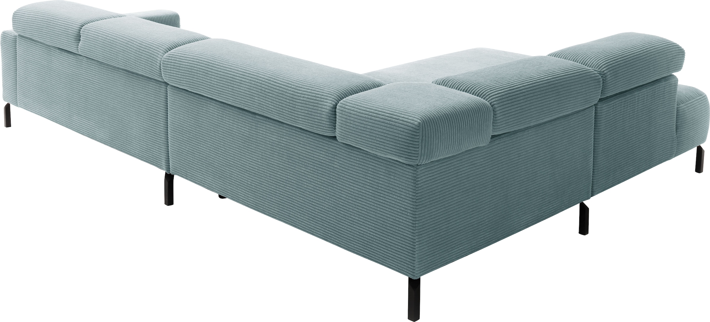 Home affaire Ecksofa »Antonelli, L-Form, inkl. Kopfteilverstellung, Breite 312 cm, bequem« ohne Sitztiefenverstellung, in Cord, bleu