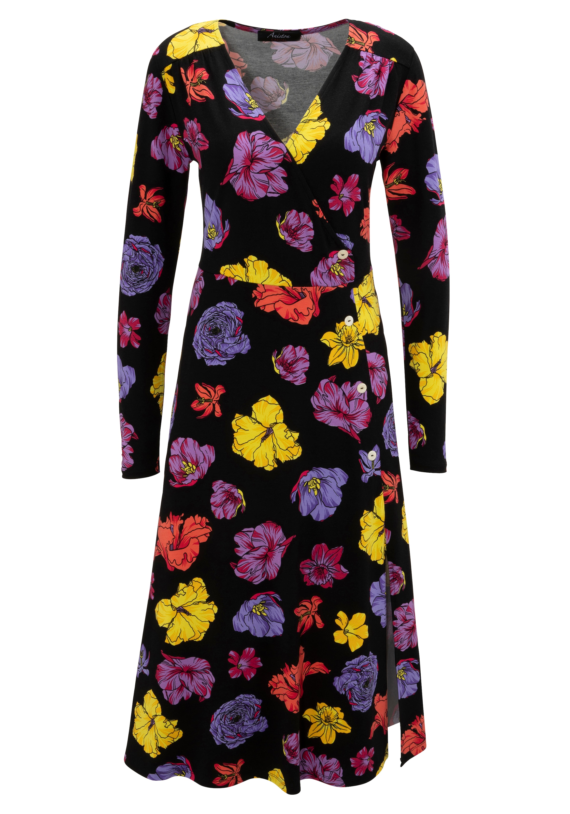 mit versandkostenfrei bedruckt KOLLEKTION - CASUAL Aniston NEUE Blüten Jerseykleid, auf farbenfrohen