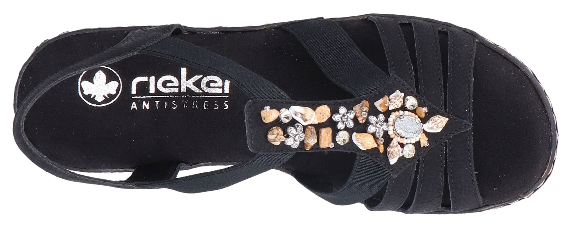 Rieker Plateausandale, Sommerschuh, Sandalette, Plateauabsatz, mit kontrastfarbener Naht