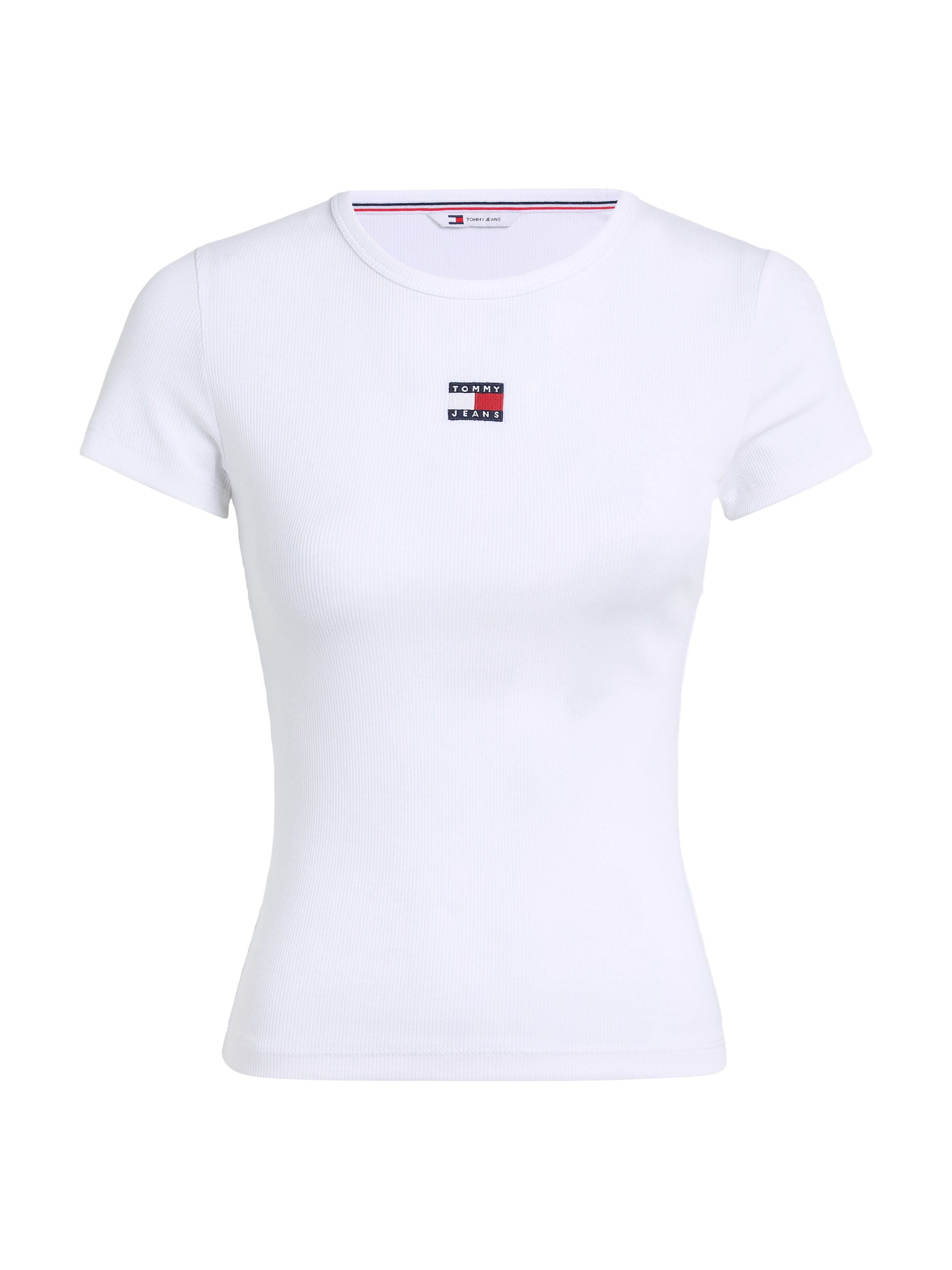 Tommy Jeans Rundhalsshirt »TJW SLIM BADGE RIB TEE«, mit Tommy Jeans Logo-Stickerei