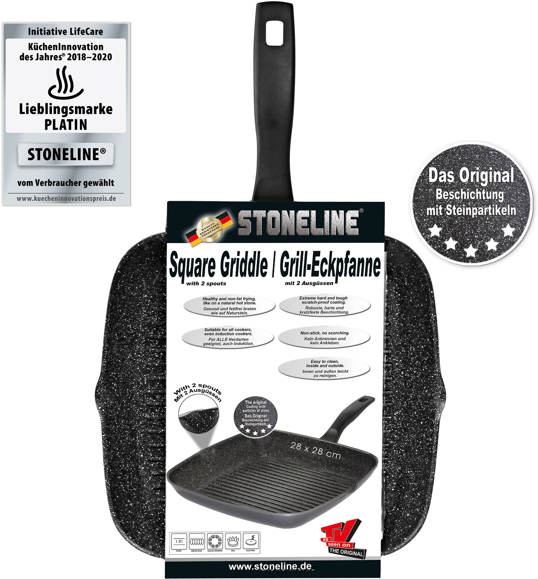 STONELINE Grillpfanne, Aluminium, (1 tlg.), Induktion