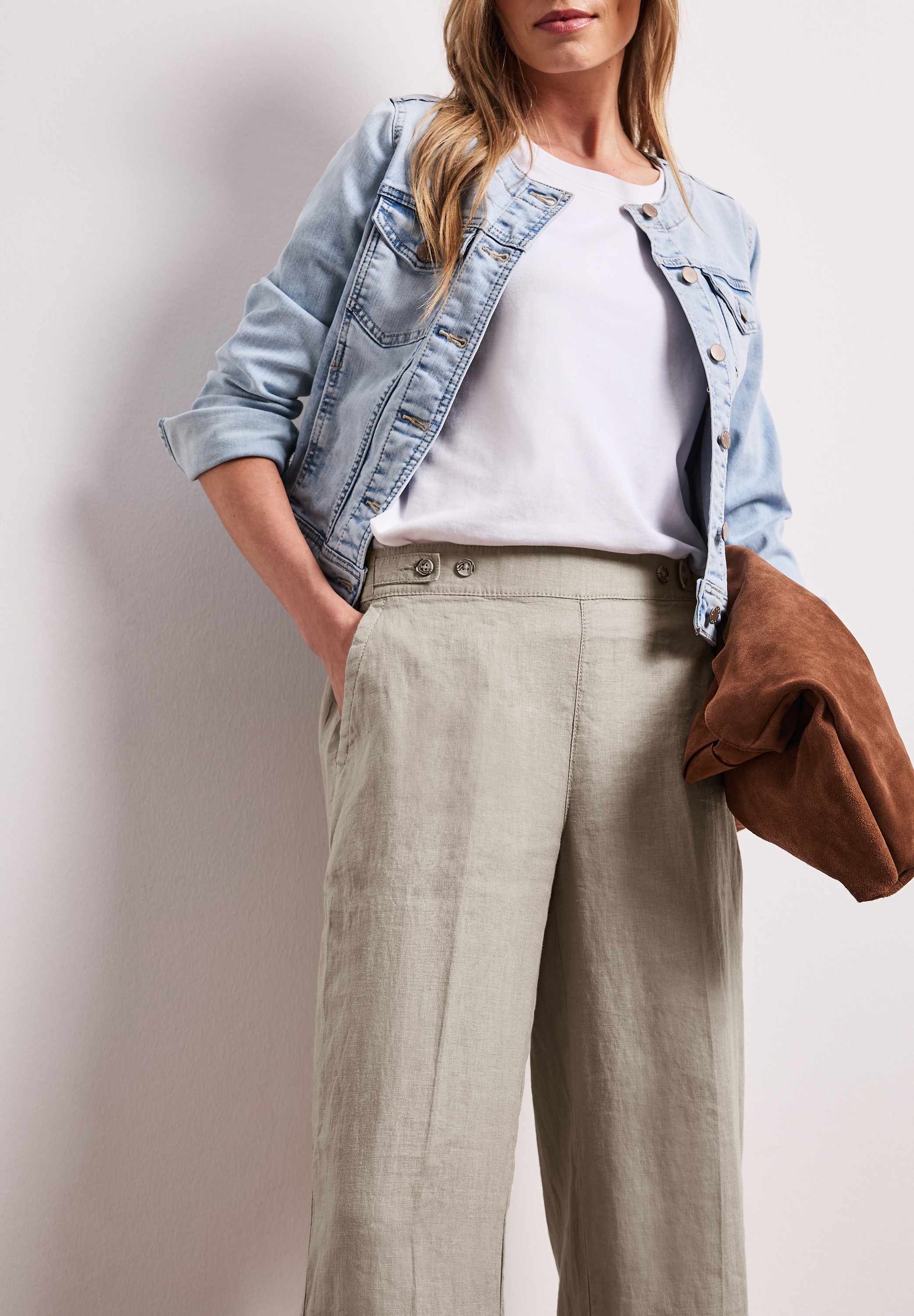 STREET ONE Stoffhose  im Loose Fit und aus Leinen