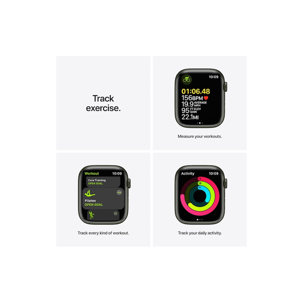 Apple Smartwatch »Serie 7, GPS, 45 mm Aluminiumgehäuse mit Sportarmband«, (Watch OS MKN73FD/A)