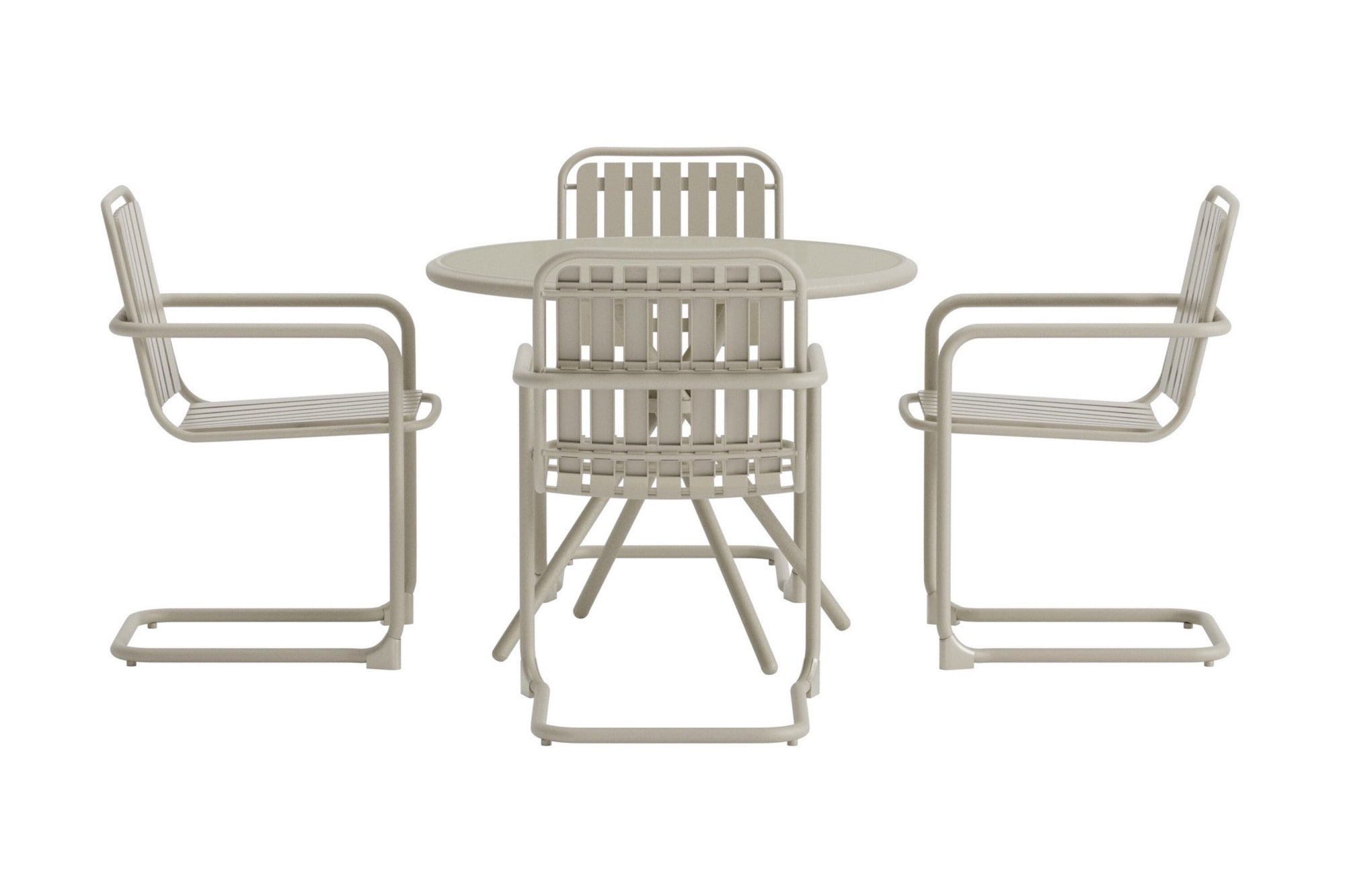 Venture Home Salon de jardin »Chios, runde Essgruppe für 4 Personen, Aluminium + Sicherheitsglas« Outdoorset, beige, wetterfest, transparente Tischplatte, modern