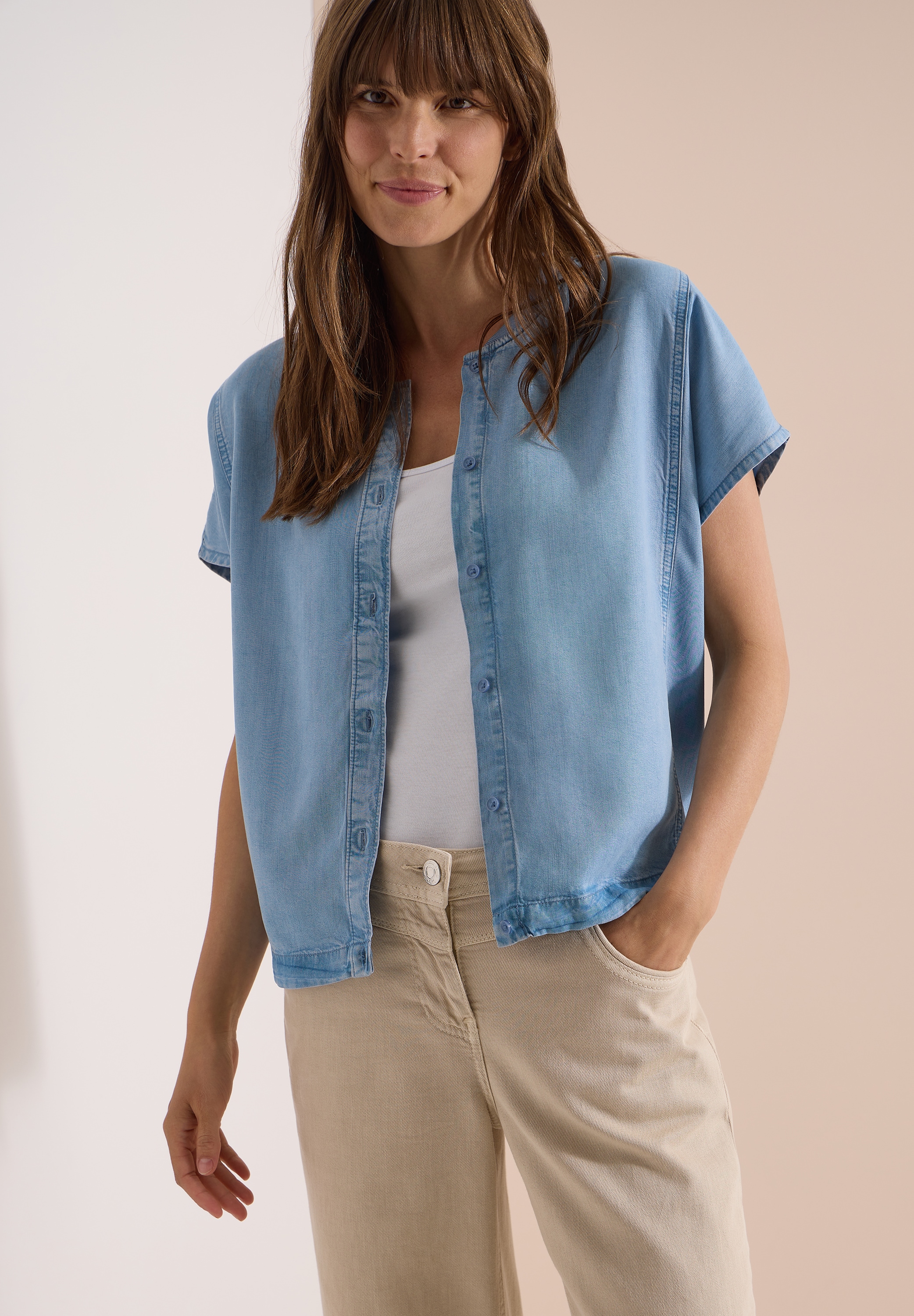 Image of Cecil Blusentop seitliche Tunnelzüge, Lyocell-Qualität, Blouson-Optik