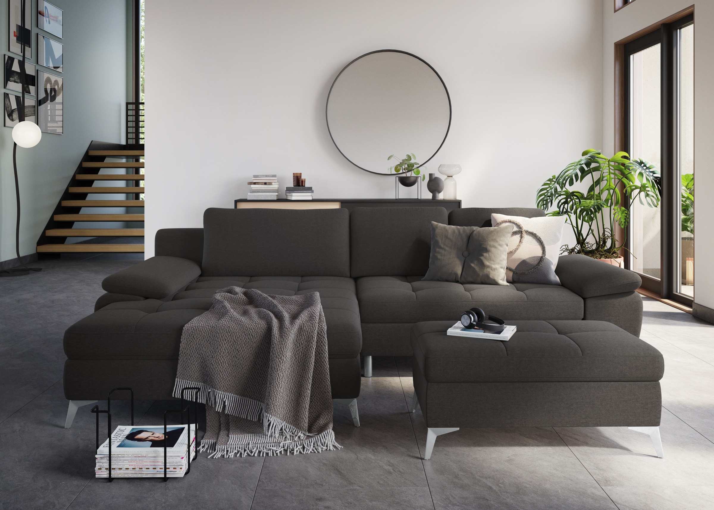 sit&more Ecksofa »Latigo L-Form«, mit Mega-Recamiere, wahlweise mit Bettfunktion und Bettkasten