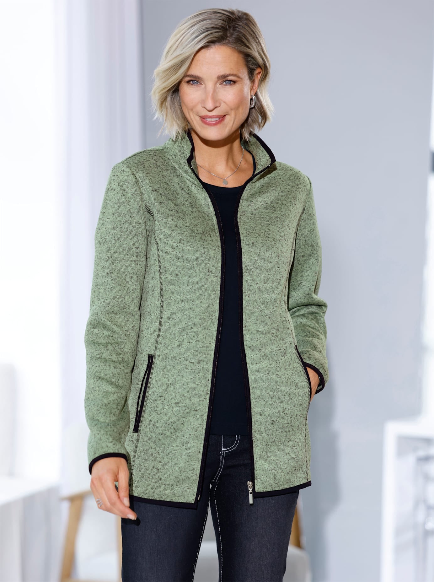 Image of Classic Basics Strickfleecejacke ohne Kapuze
