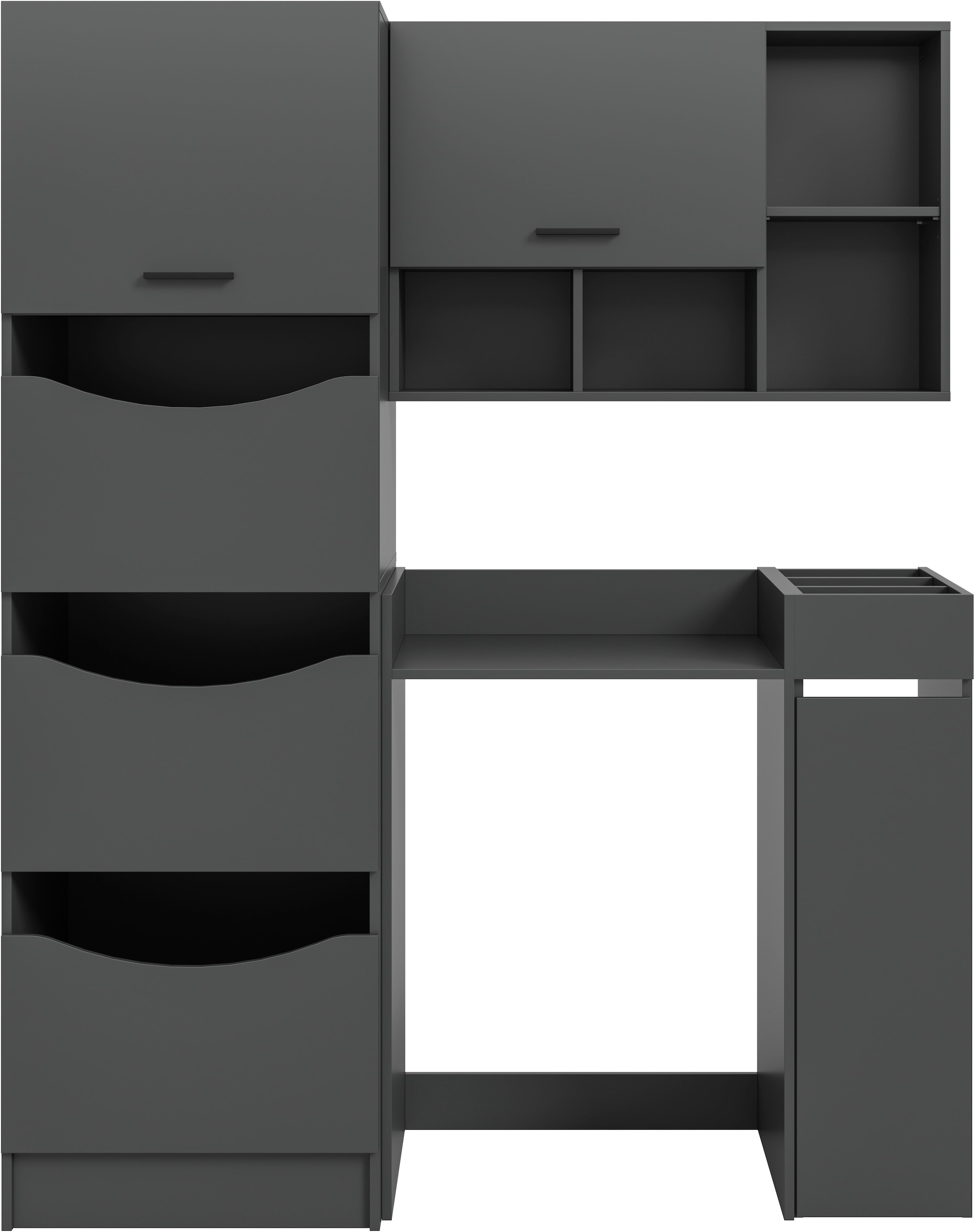 welltime Badmöbel-Set »FALAS,  4-teilig, Hauswirtschaftsraum Set, Breite 126 cm« Set, Wäschschrank, Waschmaschinenumbauschrank, Standregal, Hängeschrank, 4 Stk. tlg.